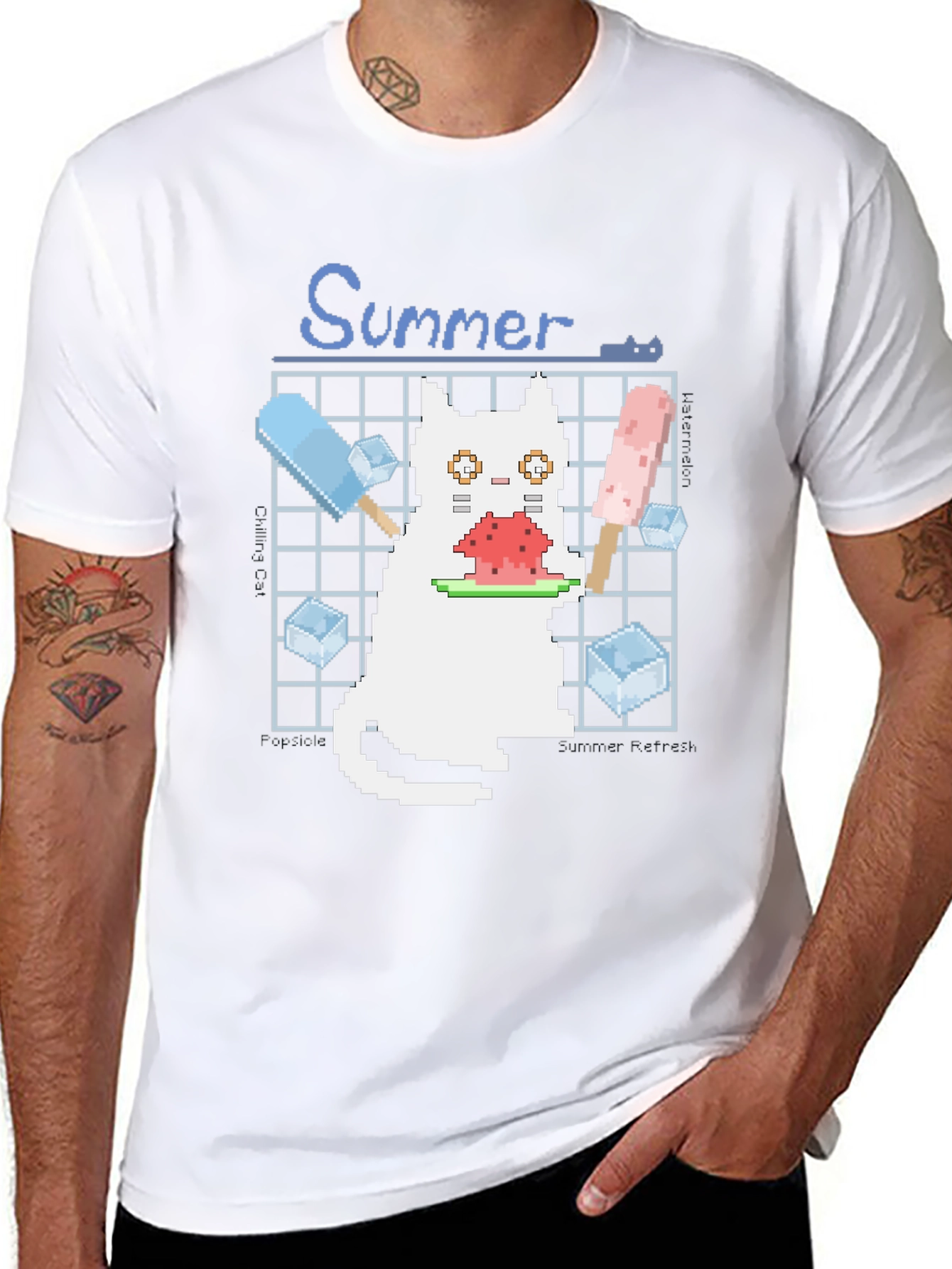 Pixel Summer Cat T-Shirt