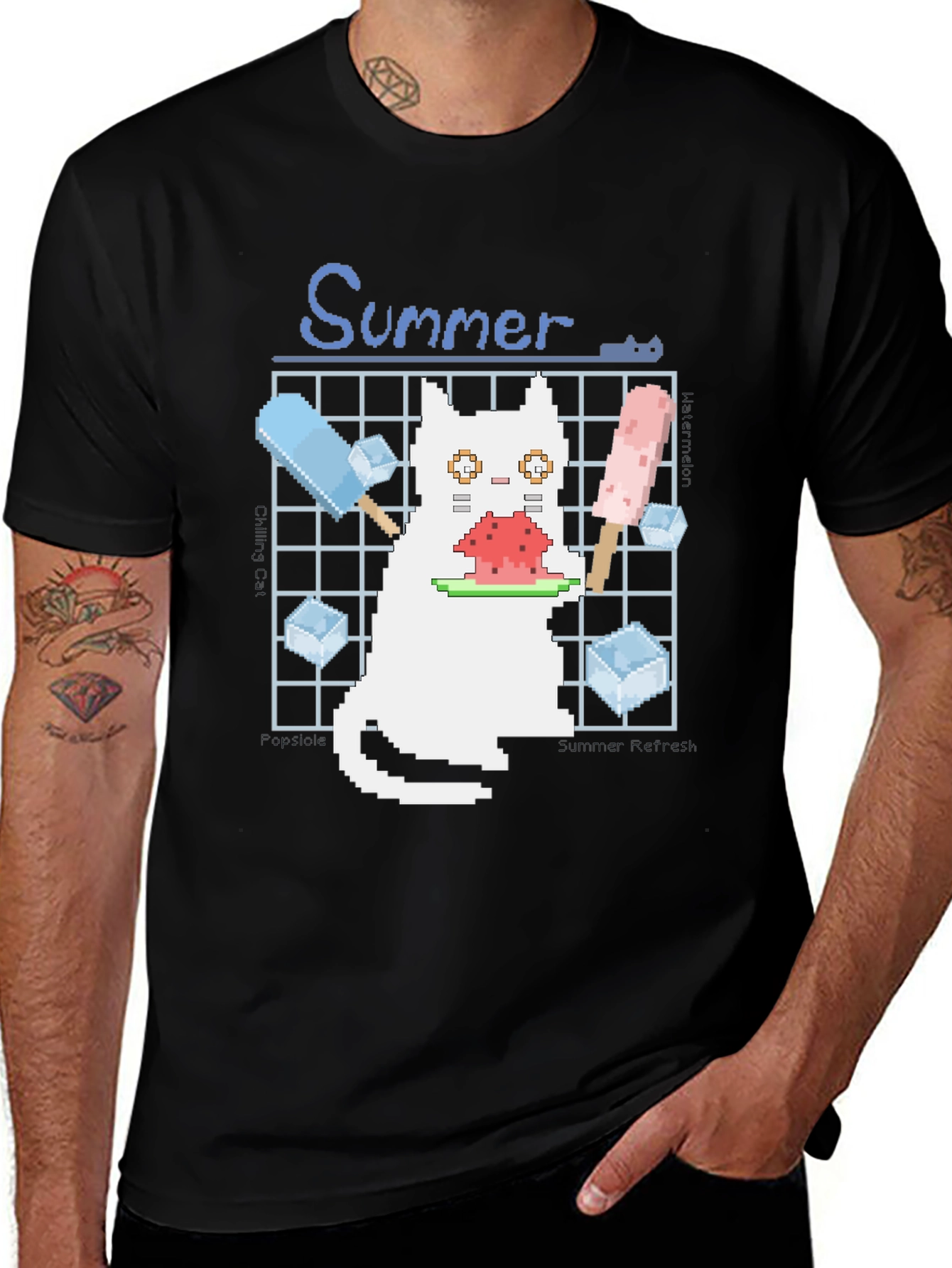 Pixel Summer Cat T-Shirt
