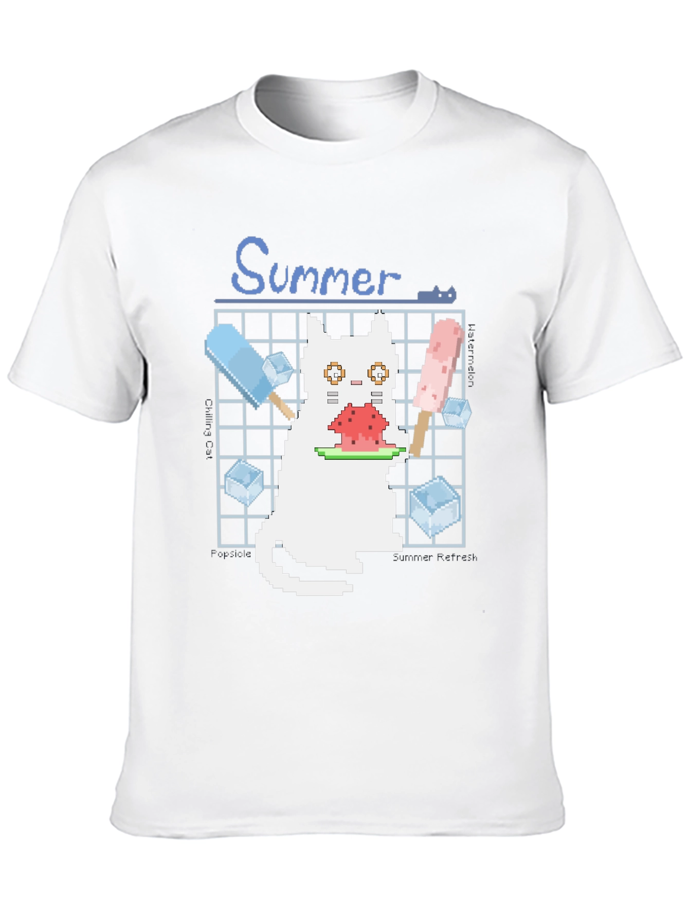 Pixel Summer Cat T-Shirt