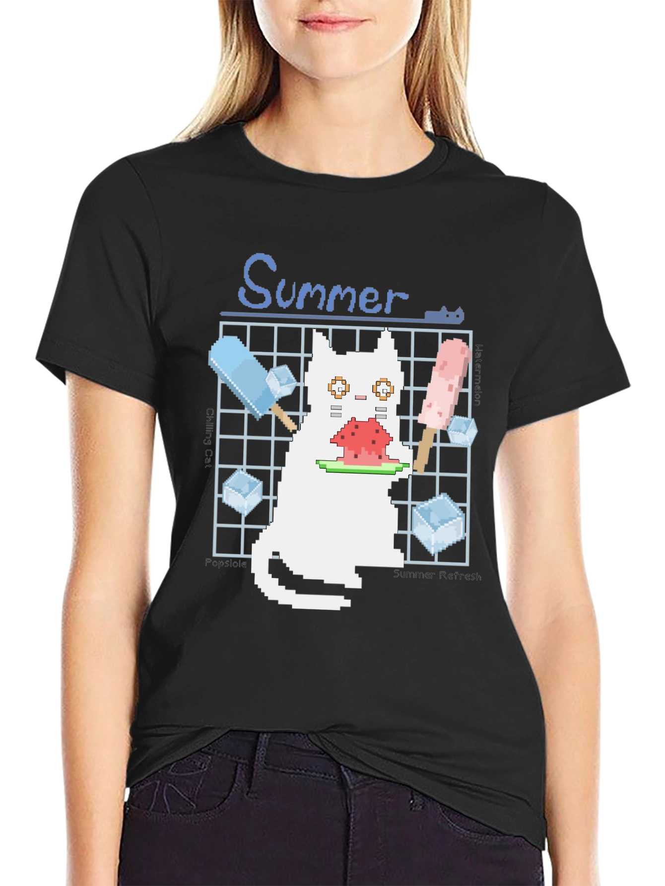 Pixel Summer Cat T-Shirt