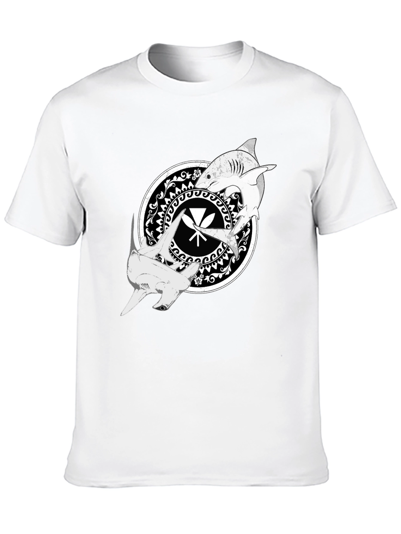 Shark Circle Graphic T-Shirt - Black
