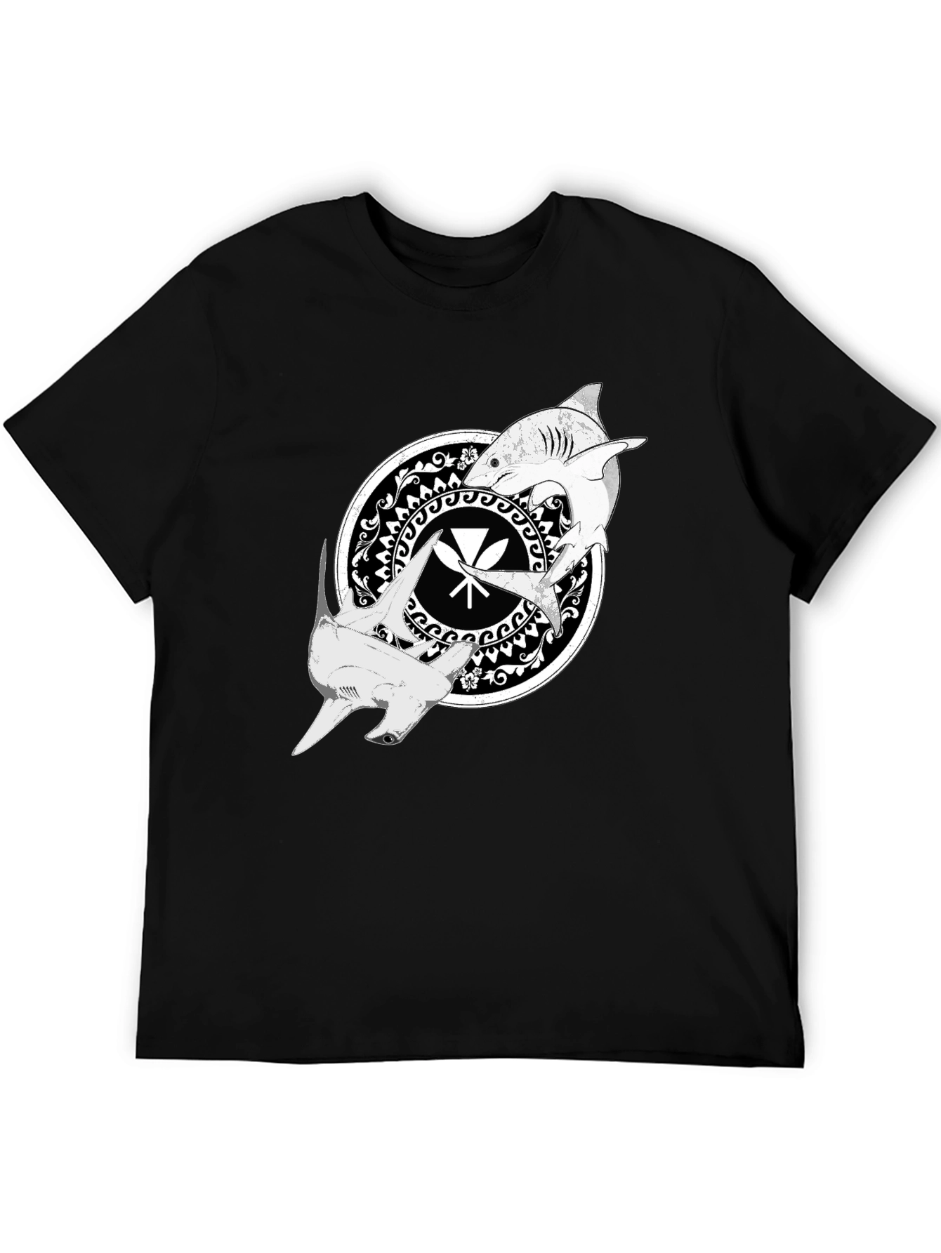 Shark Circle Graphic T-Shirt - Black