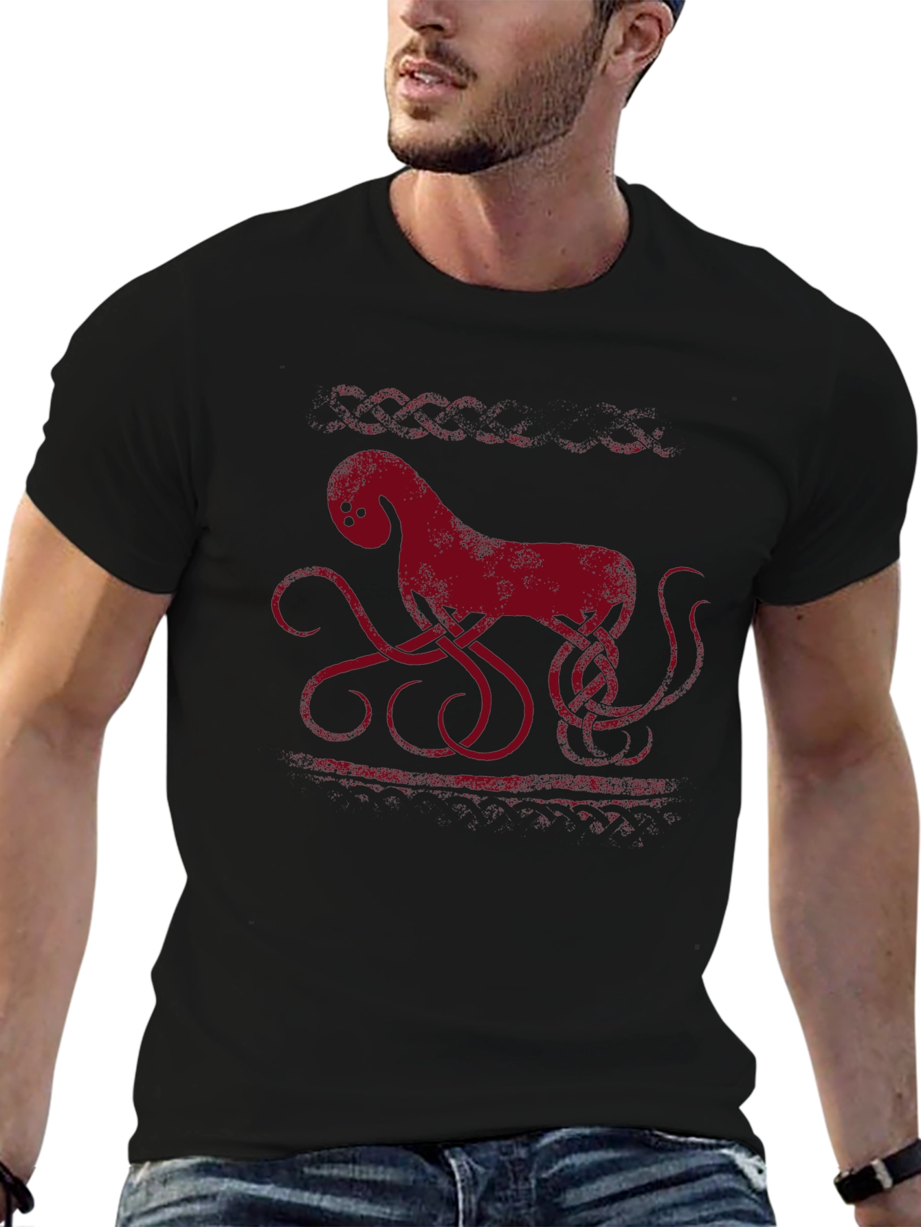 Mythical Sea Creature Graphic Tee - Black
