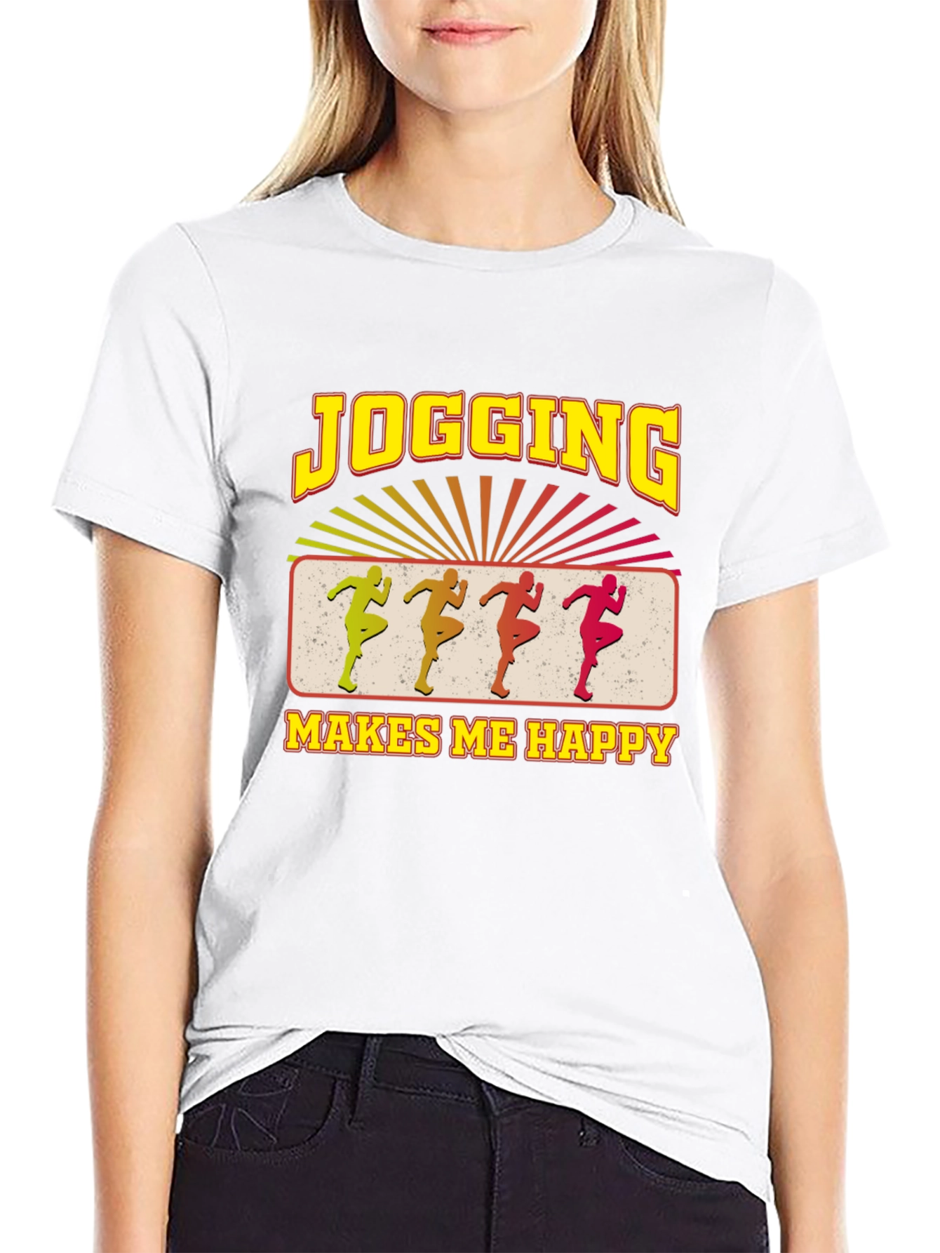 Jogging Makes Me Happy Black T-Shirt