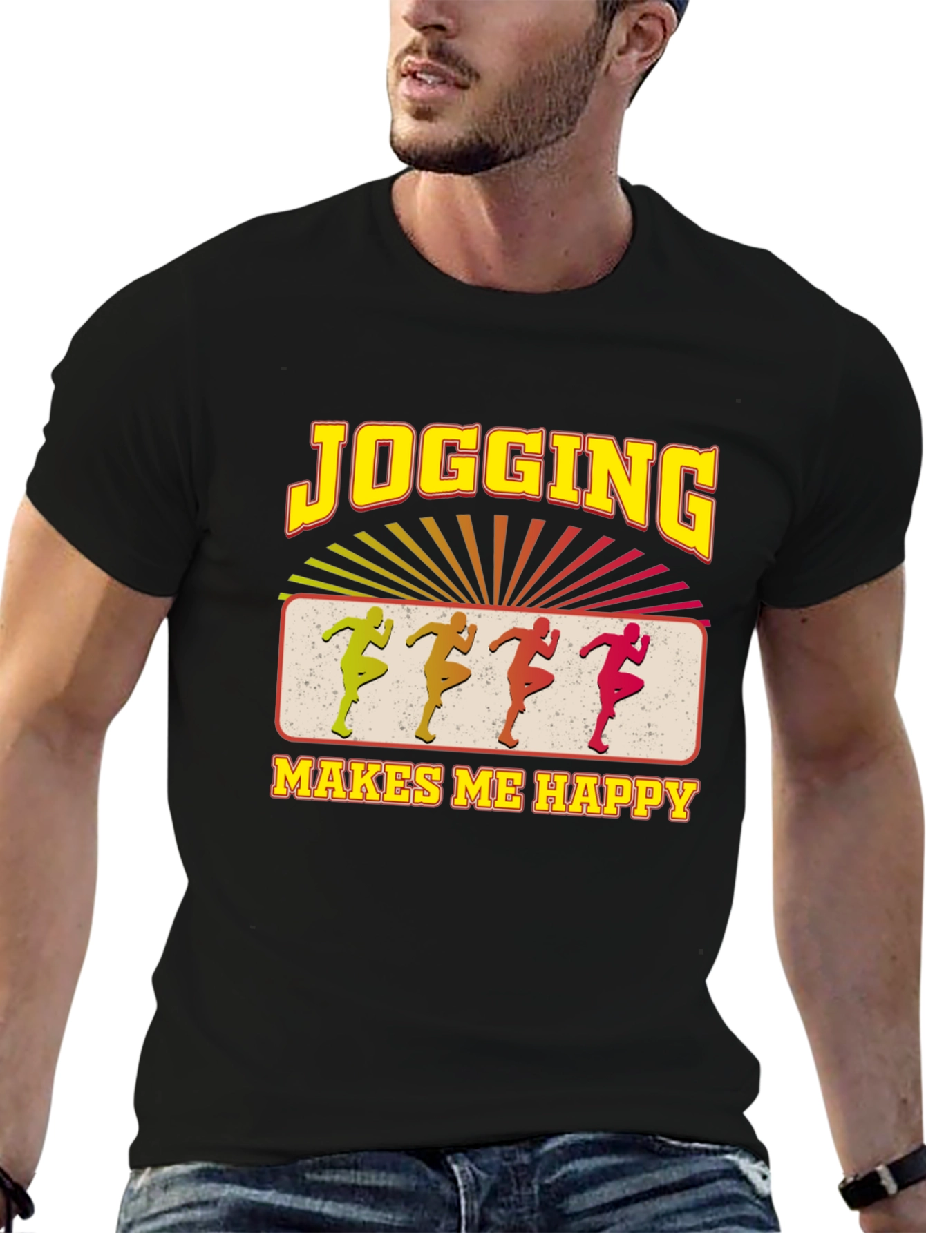 Jogging Makes Me Happy Black T-Shirt