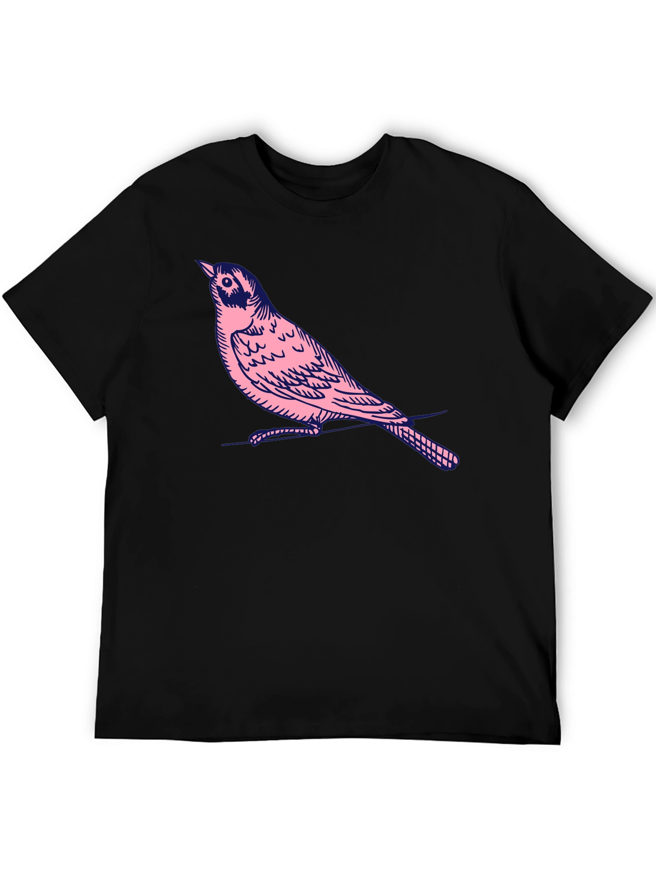 Mens Black T-shirt with Bird Graphic