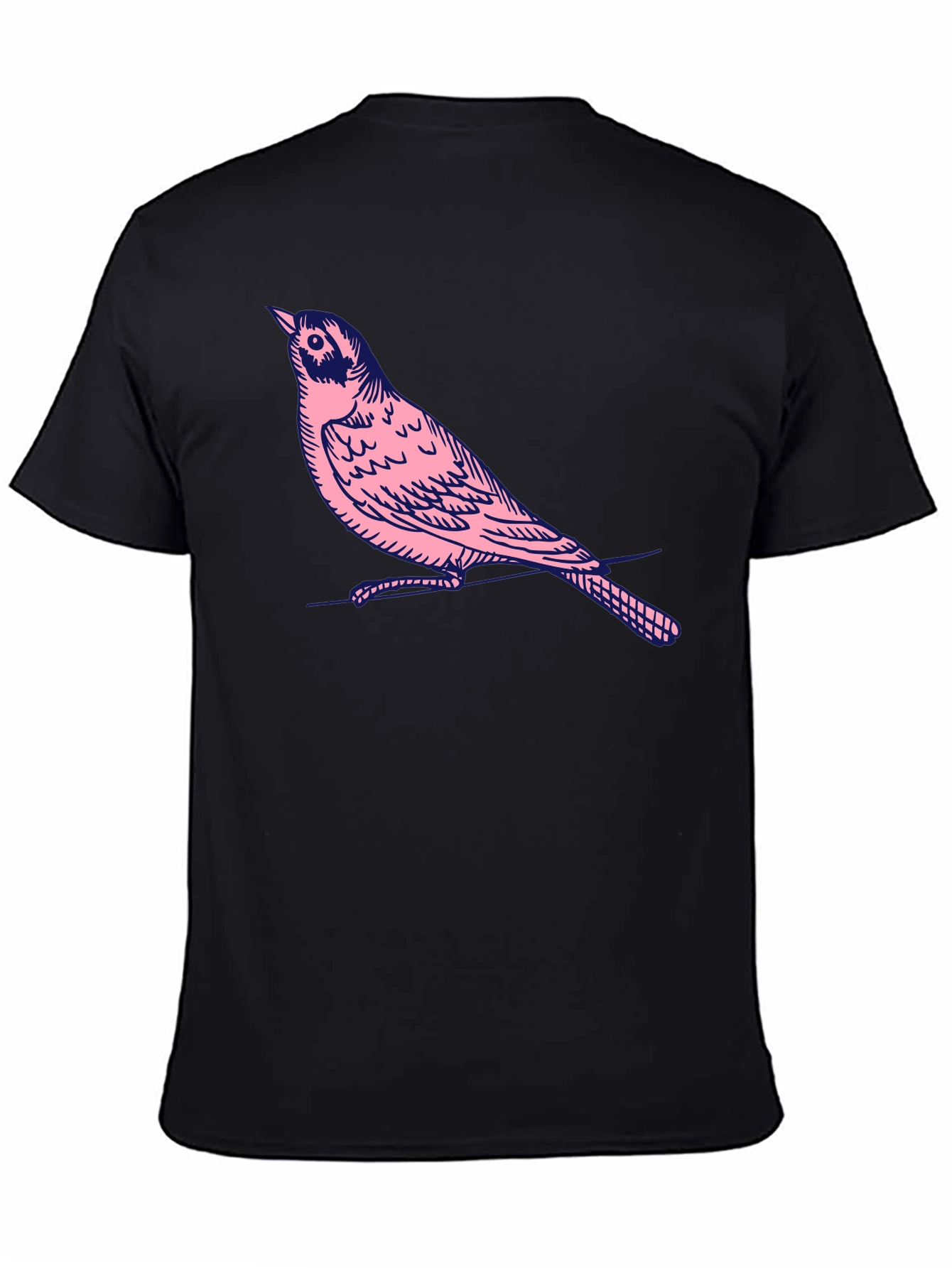 Mens Black T-shirt with Bird Graphic