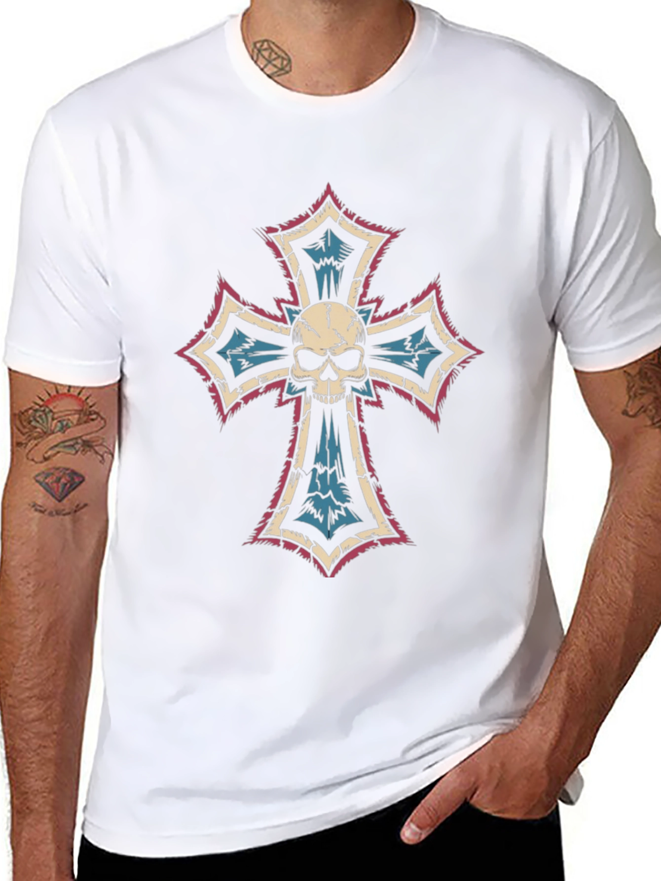 Skull Cross Graphic Tee - Gothic Fashion