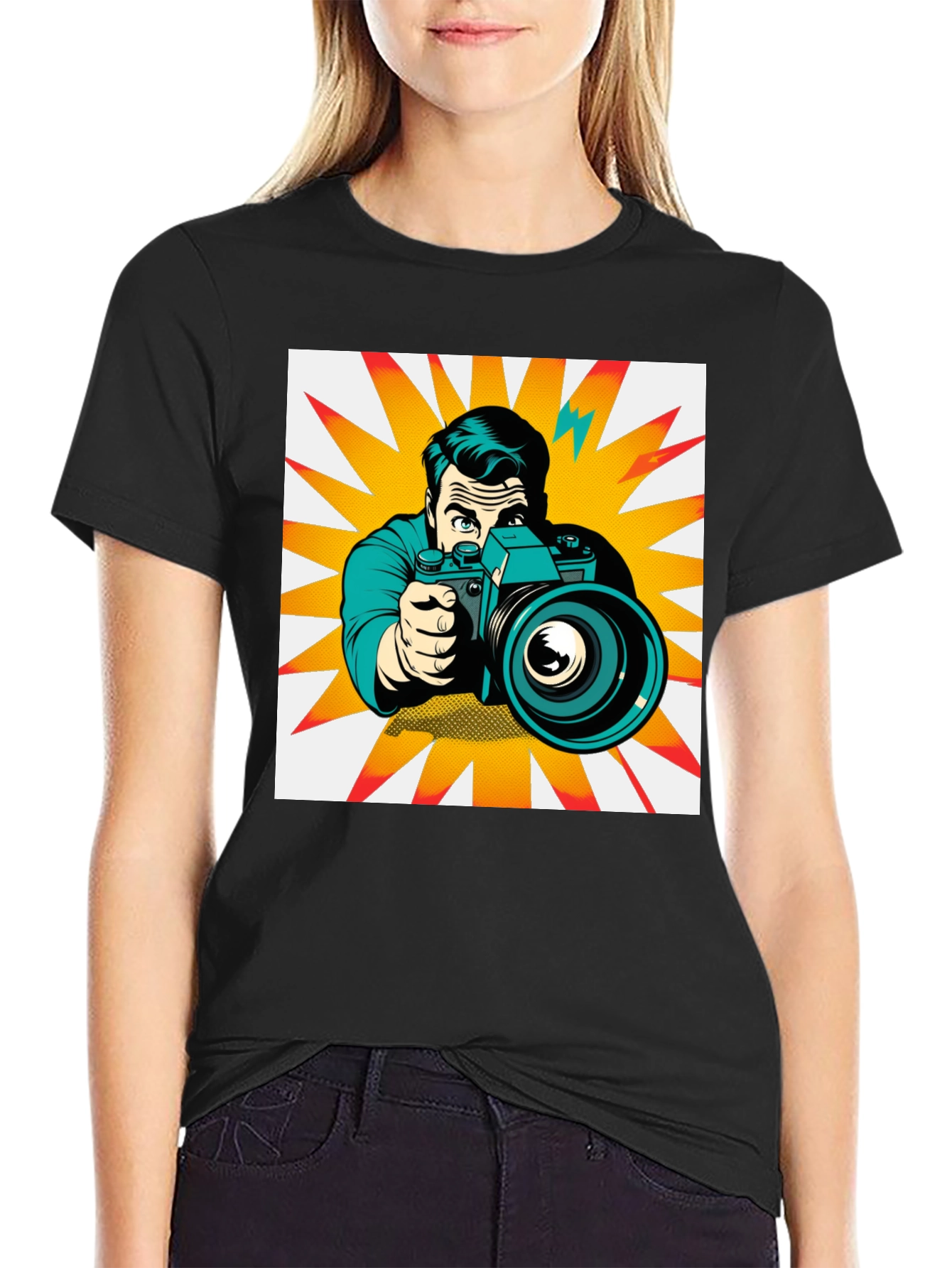 Retro Photographer Graphic Tee - Black