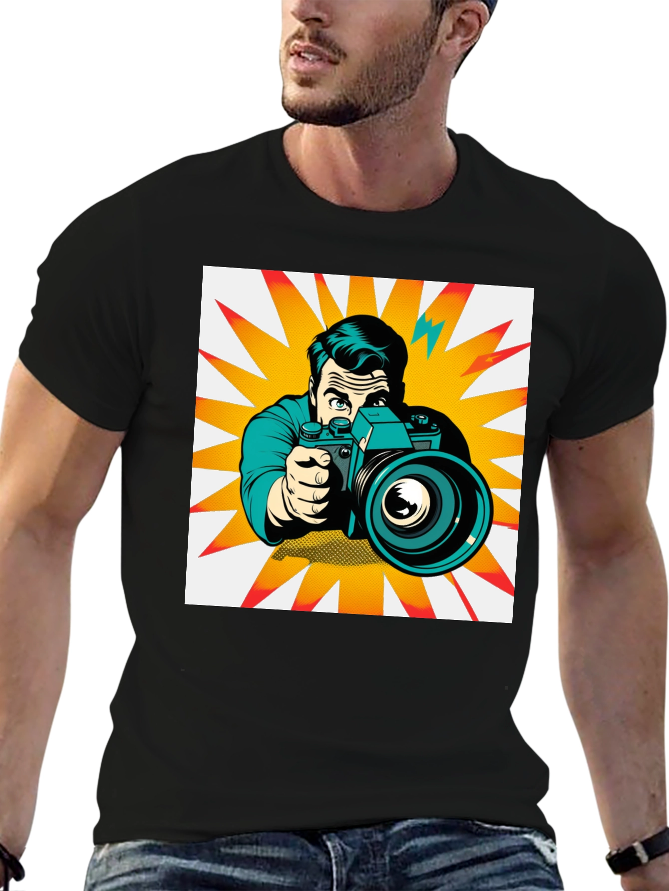 Retro Photographer Graphic Tee - Black
