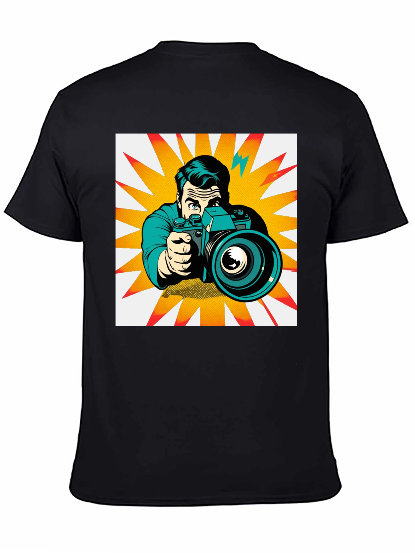 Retro Photographer Graphic Tee - Black