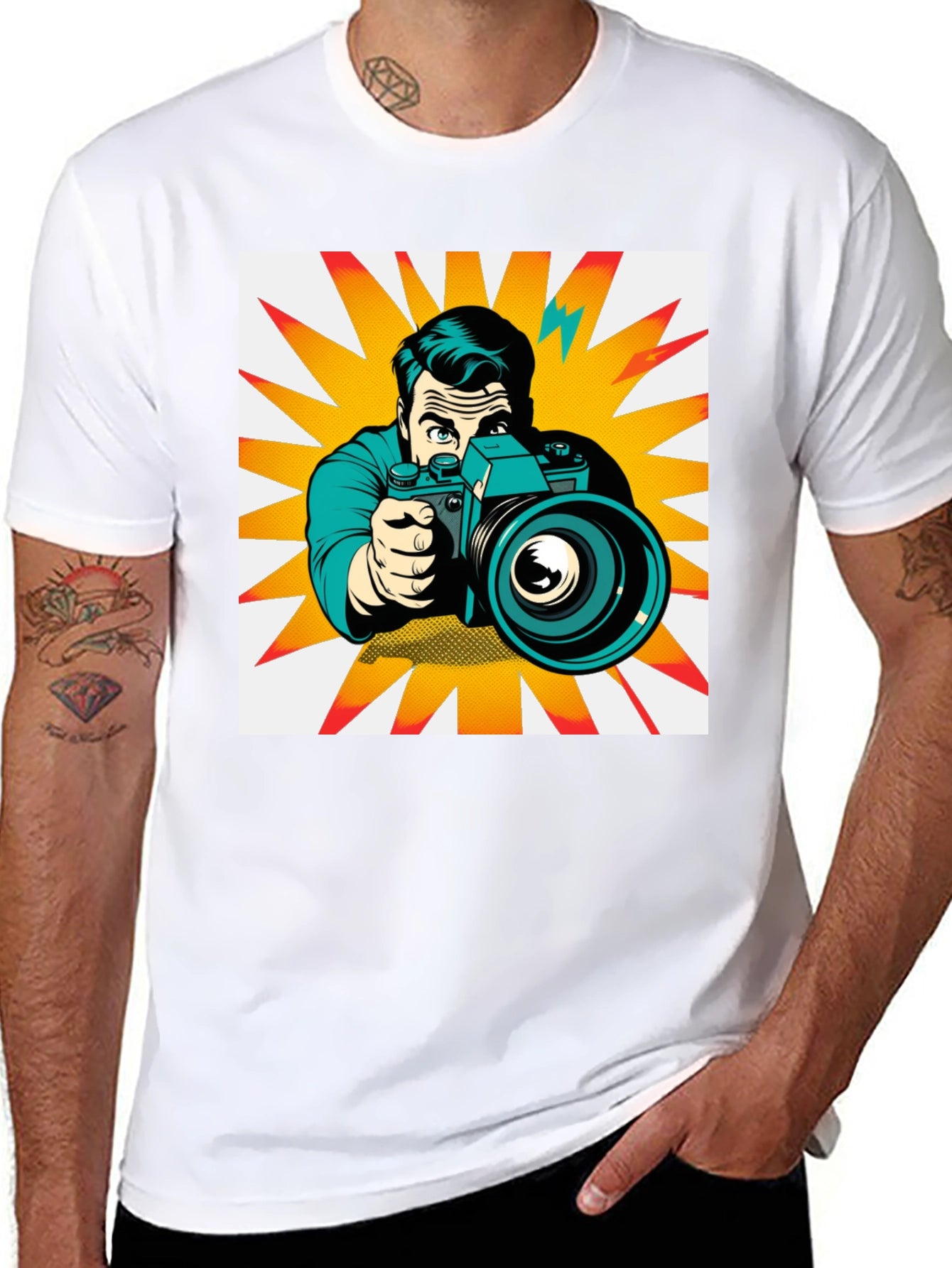 Retro Photographer Graphic Tee - Black
