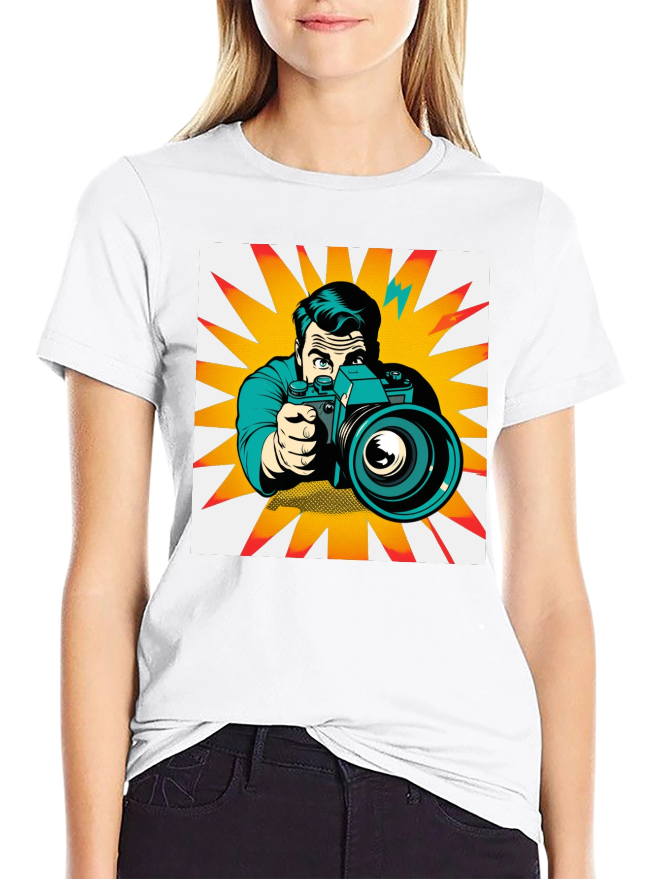 Retro Photographer Graphic Tee - Black