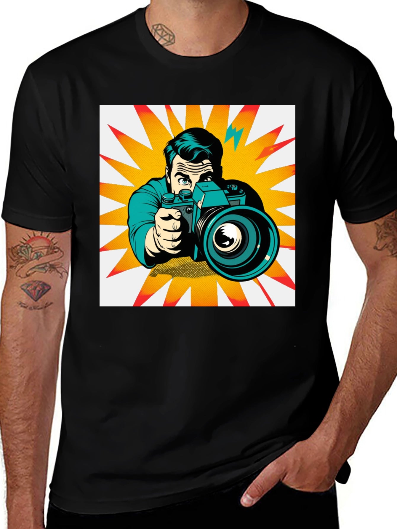 Retro Photographer Graphic Tee - Black