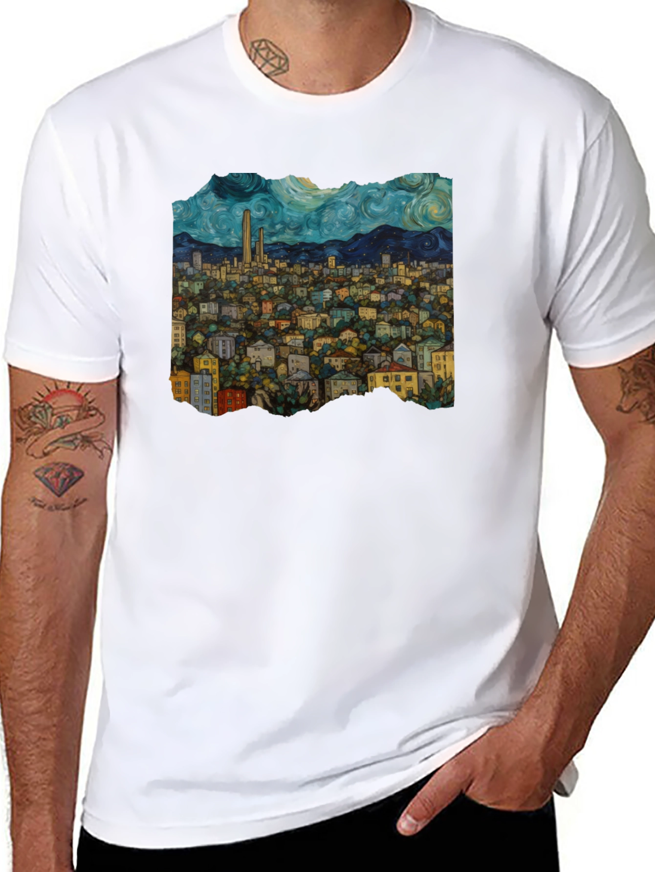 Cityscape Starry Night T-Shirt