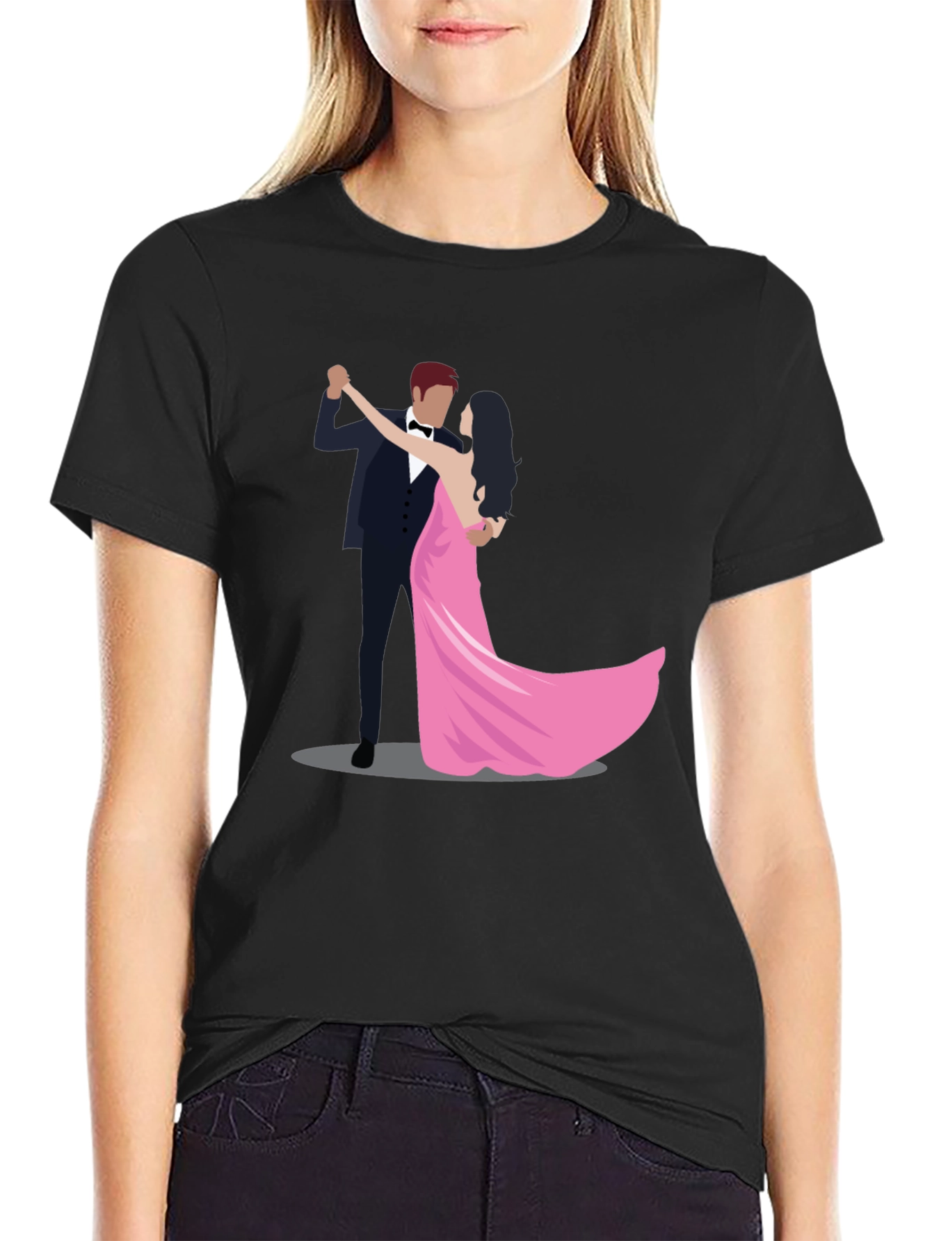 Dancing Couple Black Graphic T-Shirt
