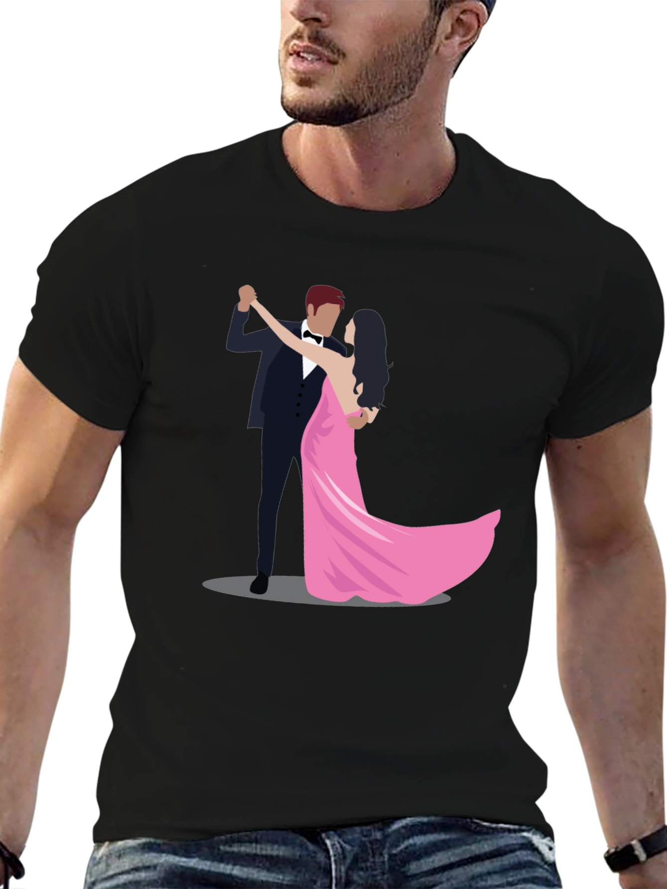 Dancing Couple Black Graphic T-Shirt