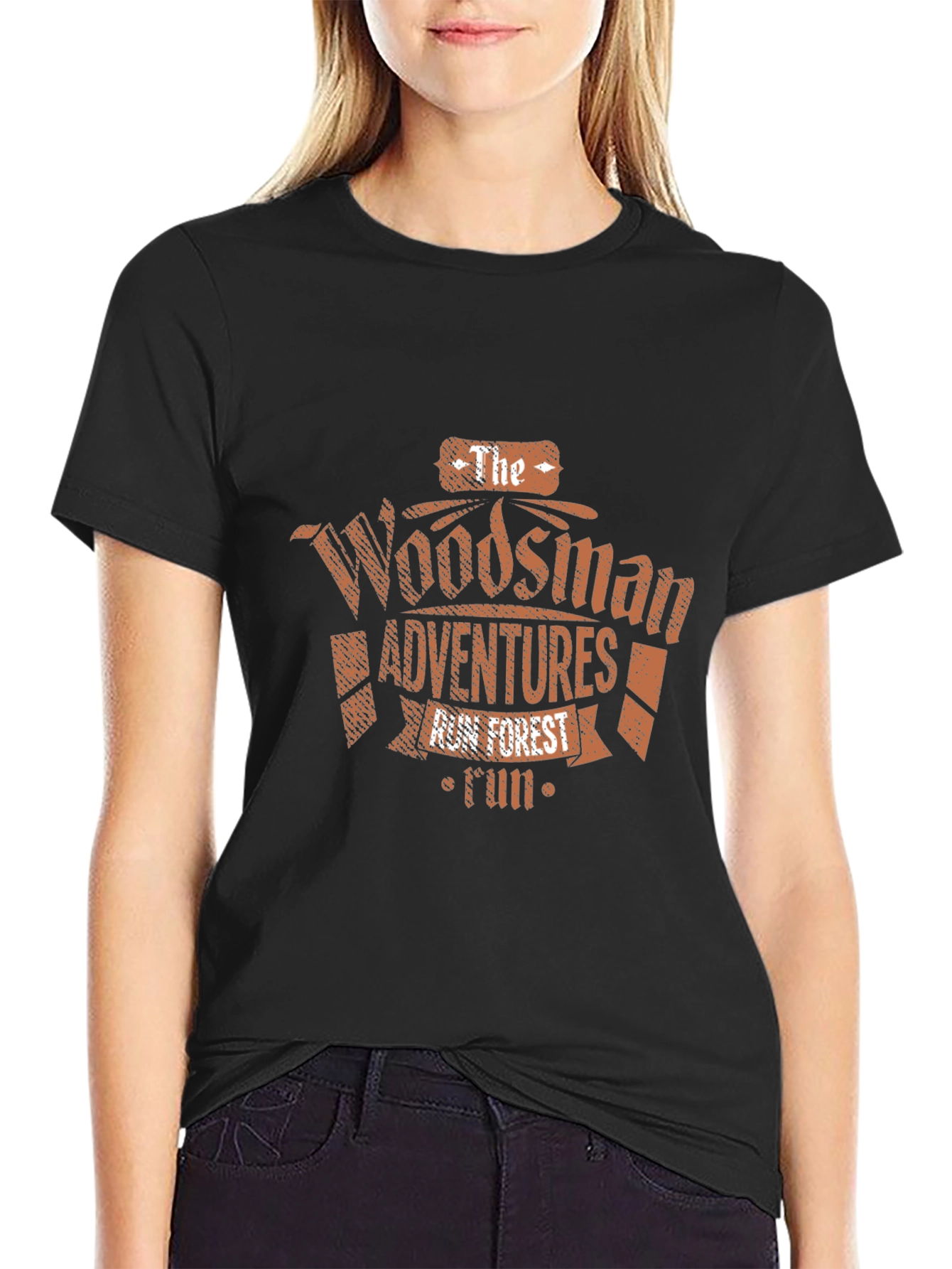 Woodsman Adventures Graphic Tee - Black Cotton T-Shirt
