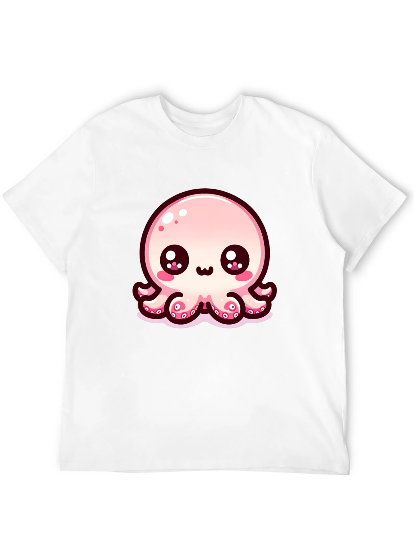 Cute Cartoon Octopus Black T-Shirt