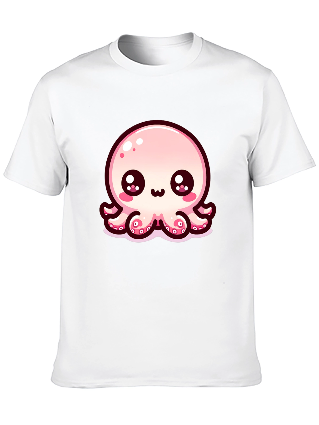 Cute Cartoon Octopus Black T-Shirt