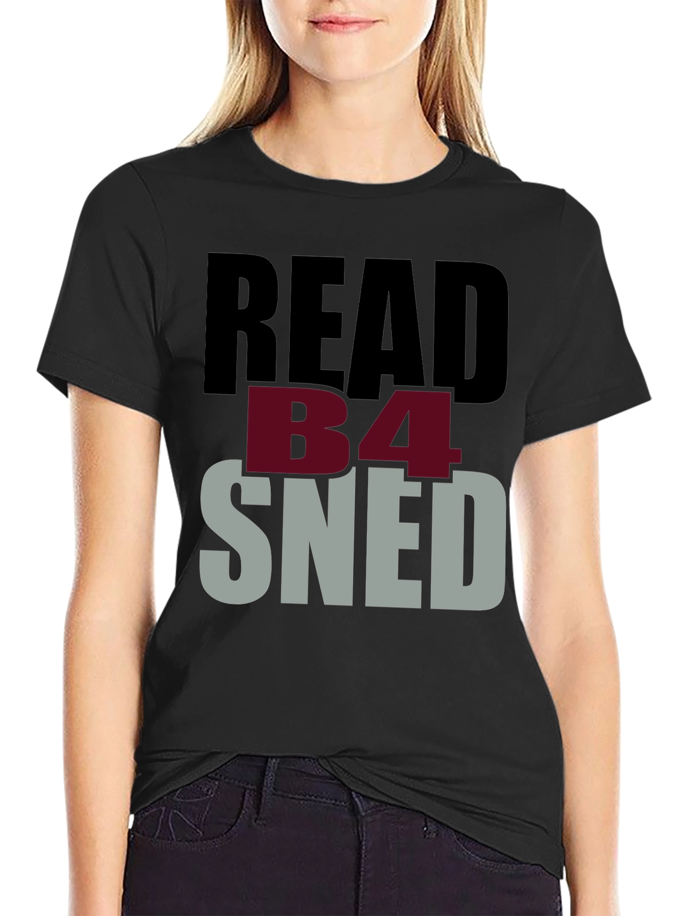Read B4 Sned Black Graphic Tee Shirt