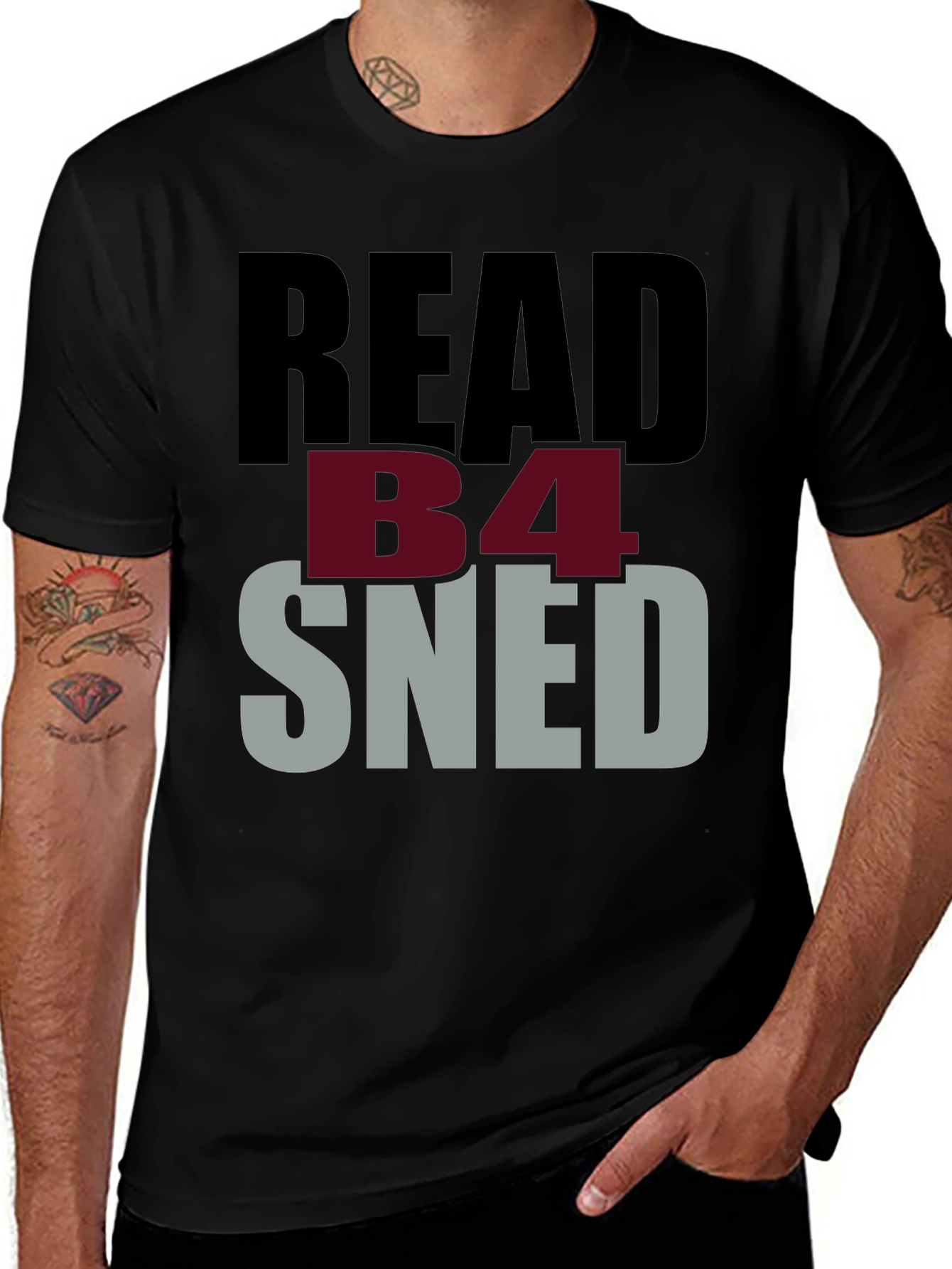 Read B4 Sned Black Graphic Tee Shirt