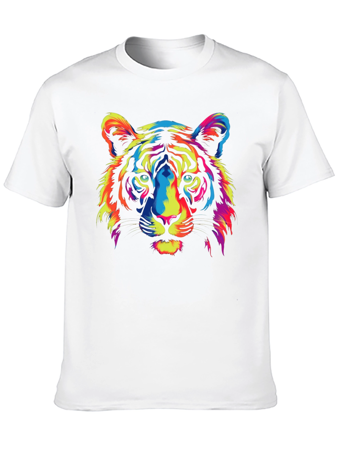 Vivid Tiger Graphic Tee - Black Cotton Crew Neck