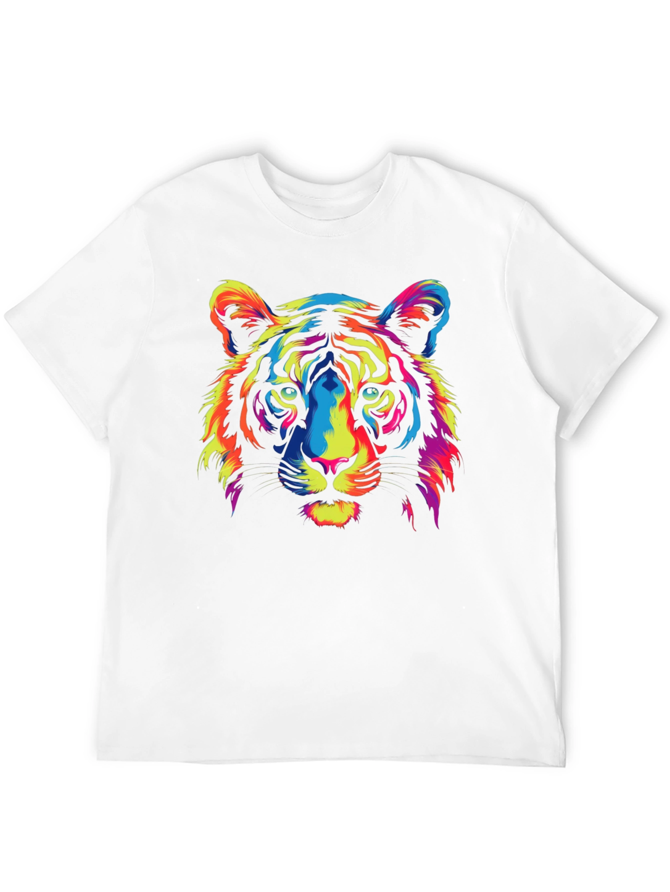 Vivid Tiger Graphic Tee - Black Cotton Crew Neck