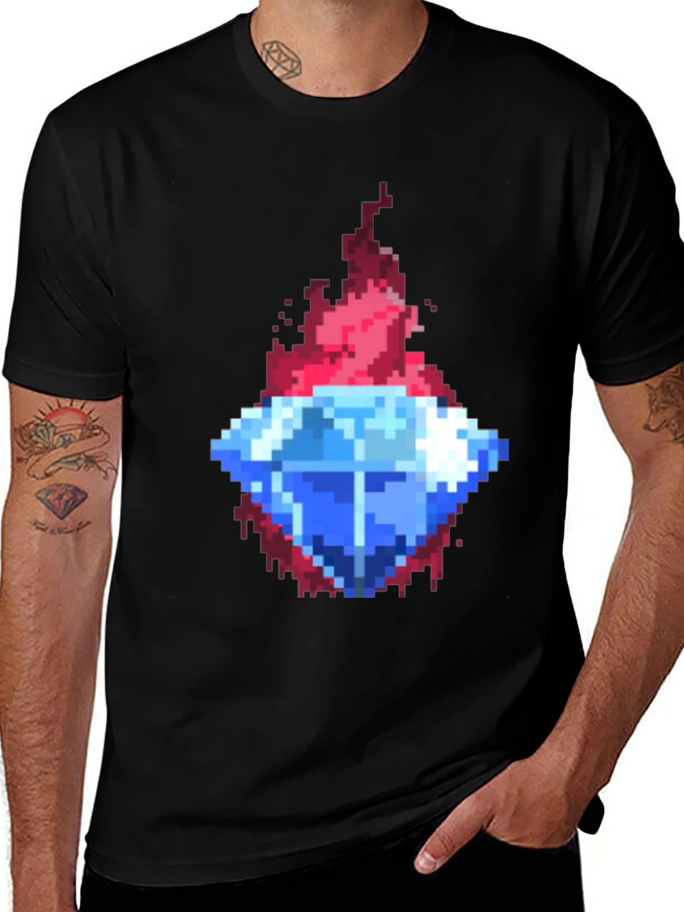 Pixel Art Diamond Tee - Retro Gaming Style