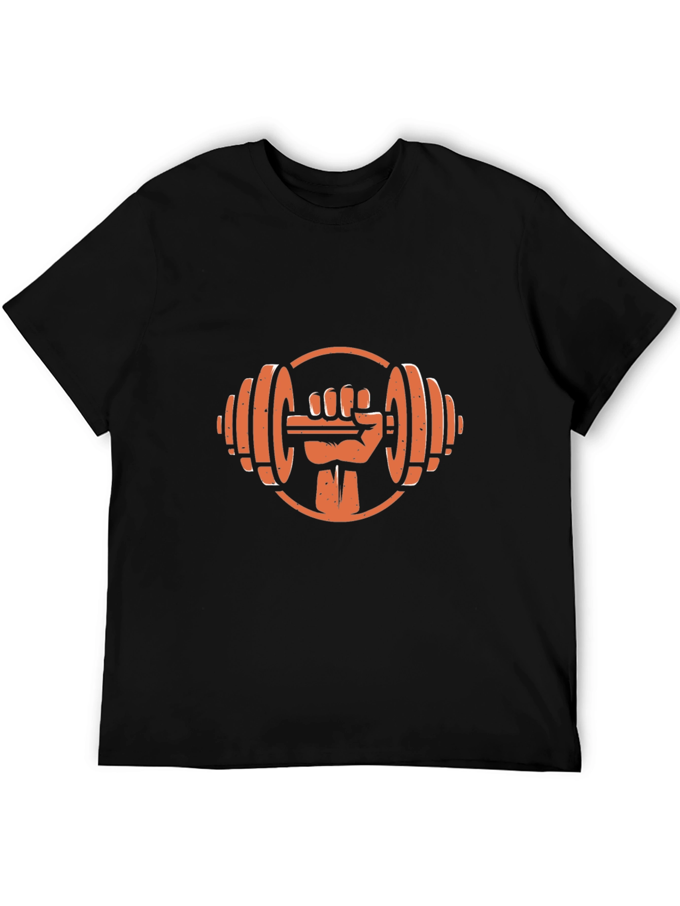 Black T-Shirt with Gym Dumbbell Fist Graphic