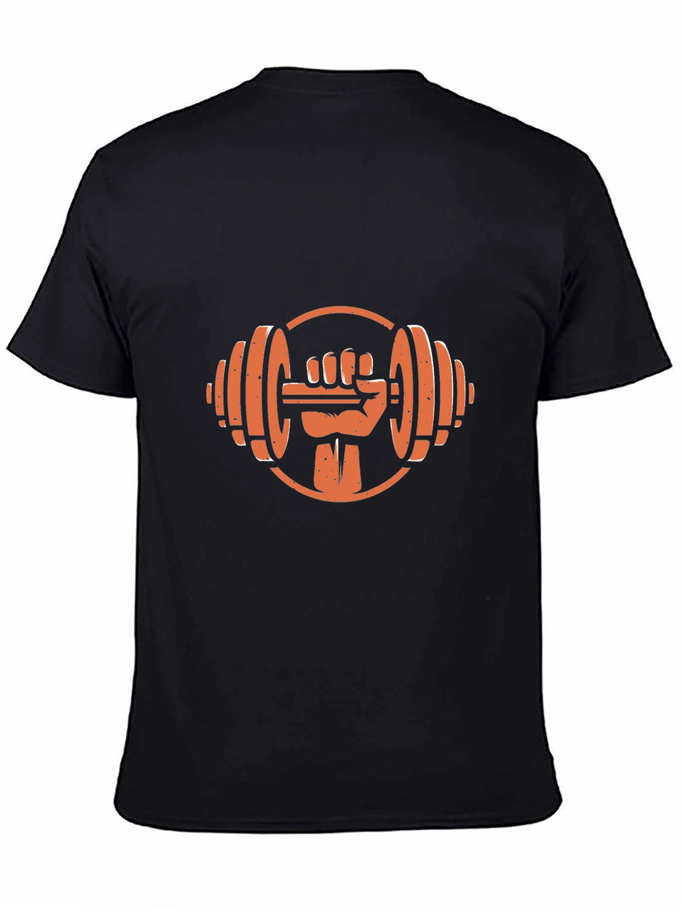 Black T-Shirt with Gym Dumbbell Fist Graphic