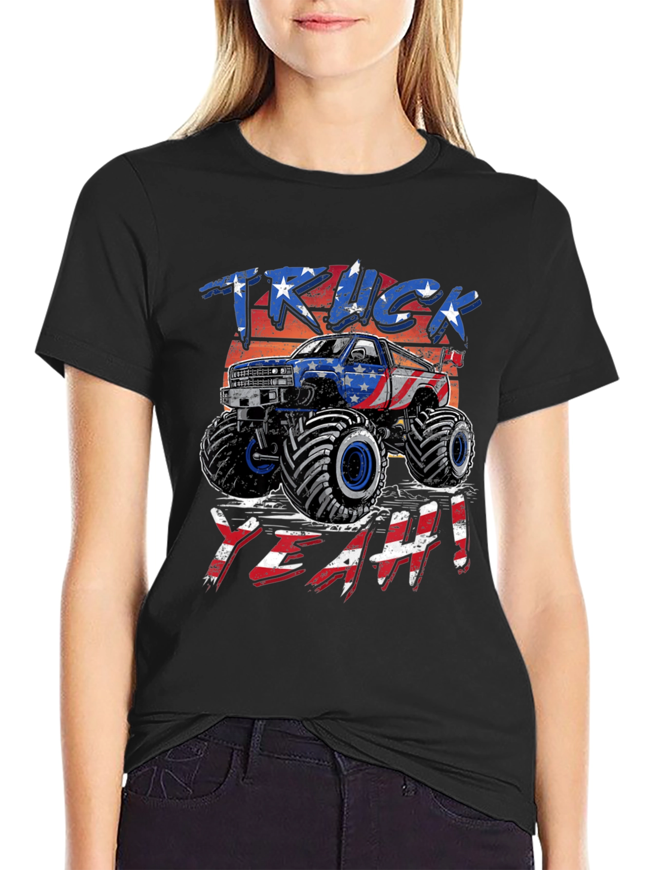 Patriotic Monster Truck T-Shirt - USA Flag Design