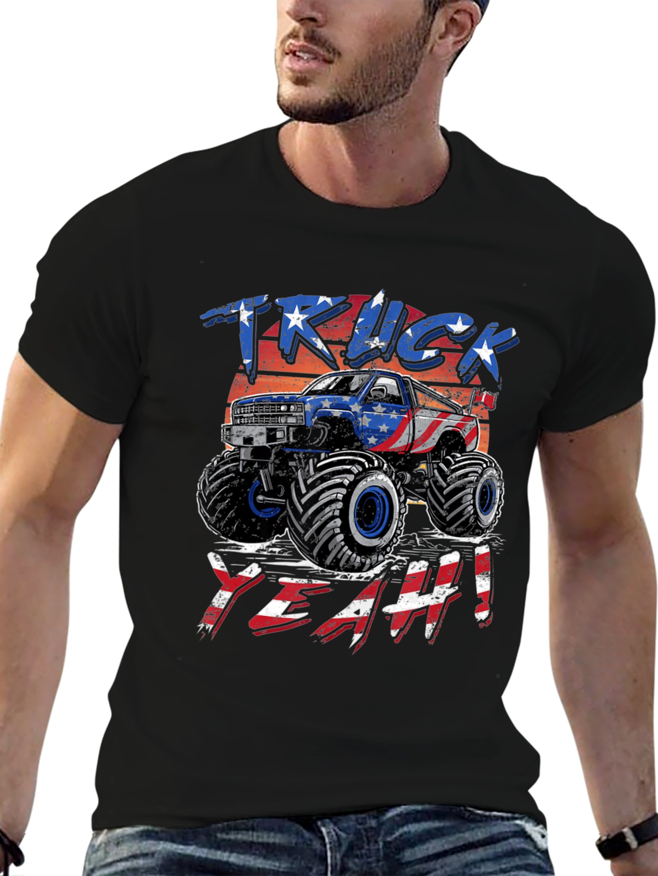 Patriotic Monster Truck T-Shirt - USA Flag Design