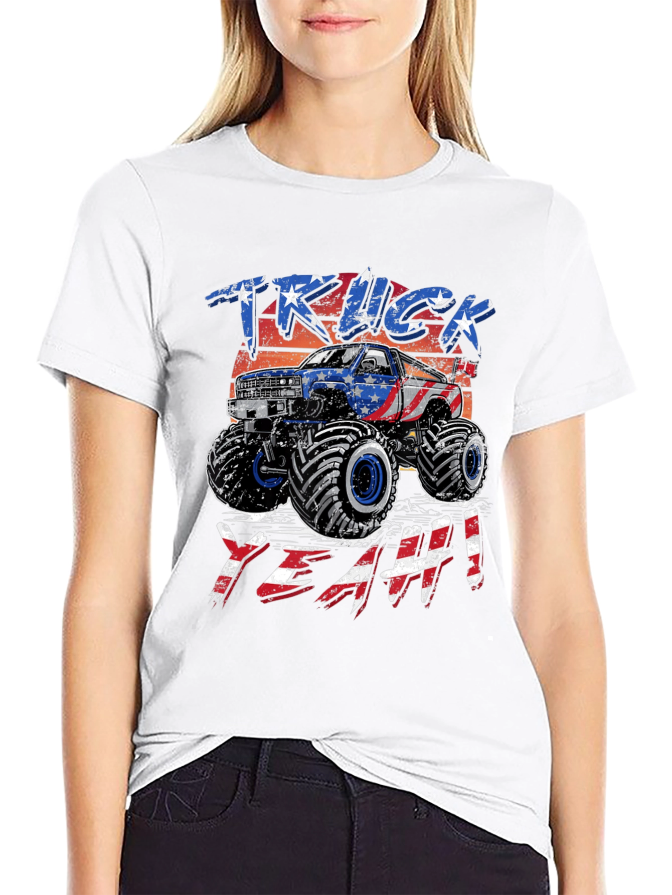 Patriotic Monster Truck T-Shirt - USA Flag Design