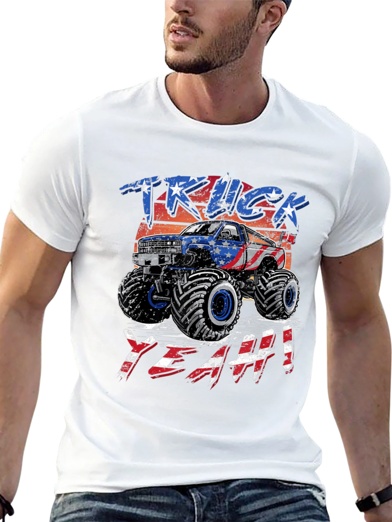 Patriotic Monster Truck T-Shirt - USA Flag Design