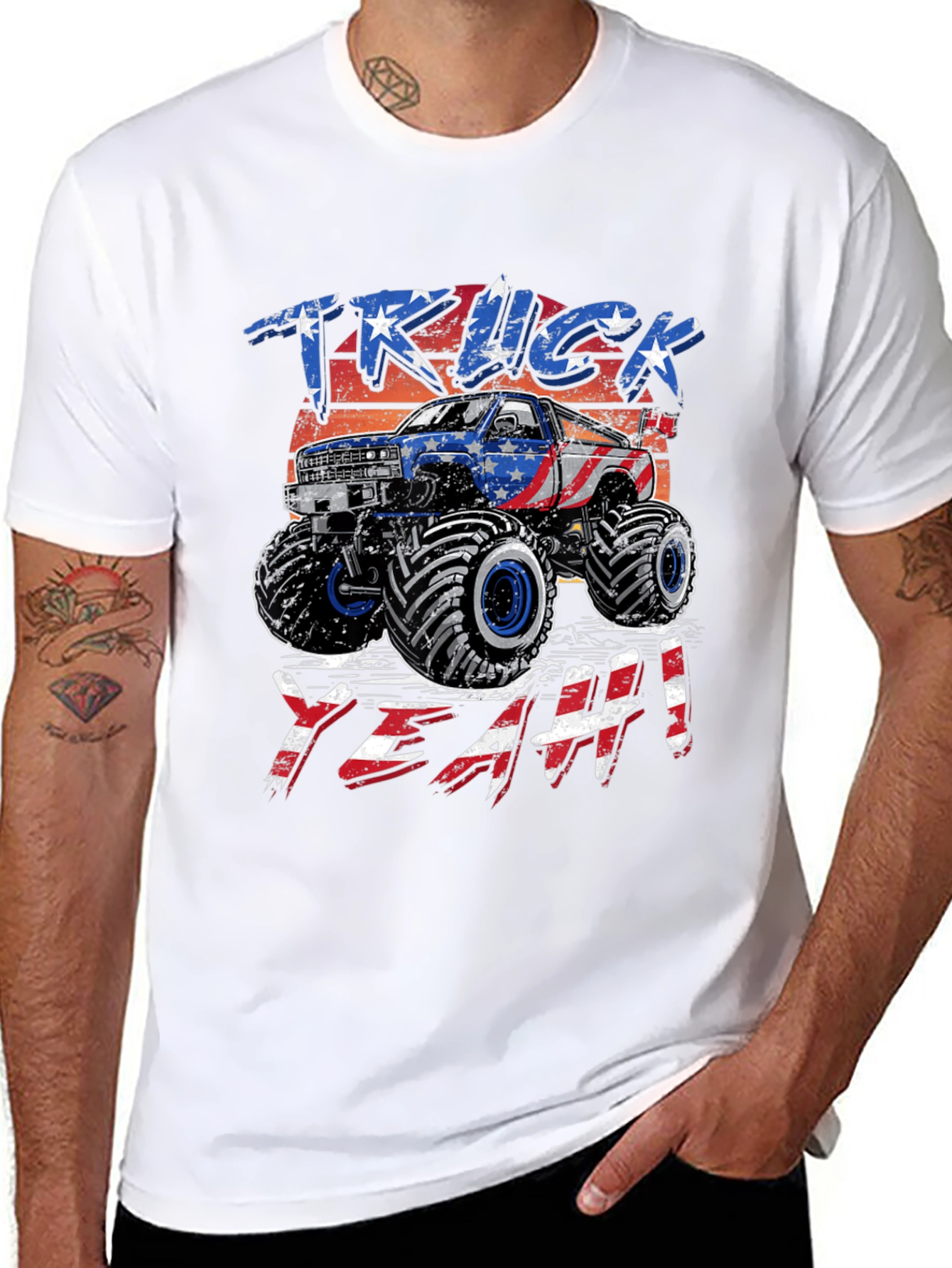 Patriotic Monster Truck T-Shirt - USA Flag Design