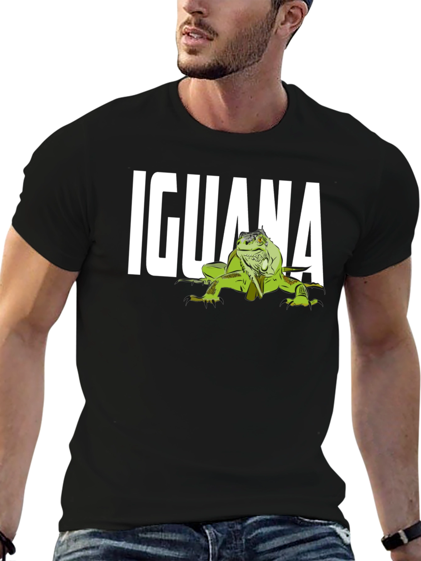 Iguana Graphic Print T-Shirt Mens Crew Neck