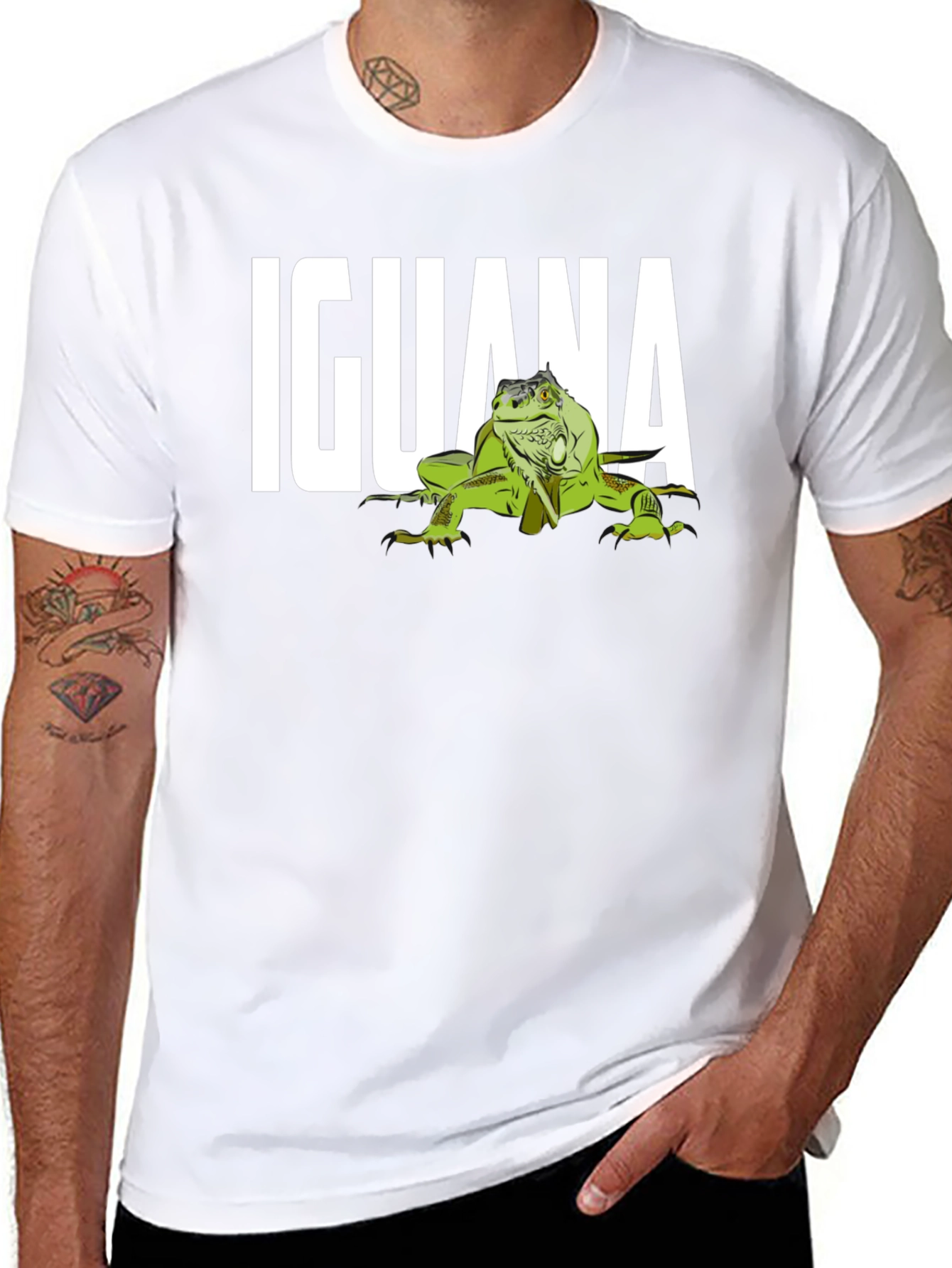 Iguana Graphic Print T-Shirt Mens Crew Neck