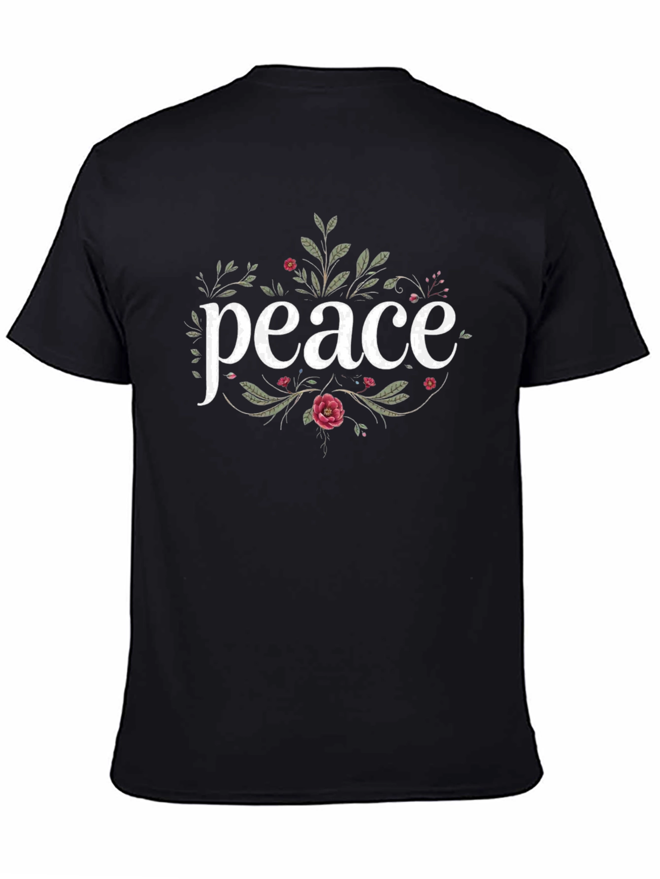 Peace Floral Graphic T-Shirt - Black