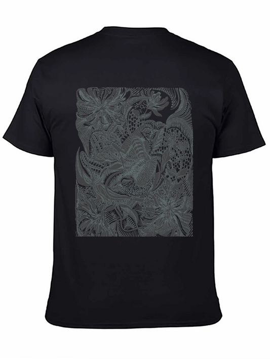 Botanical Print Black T-Shirt