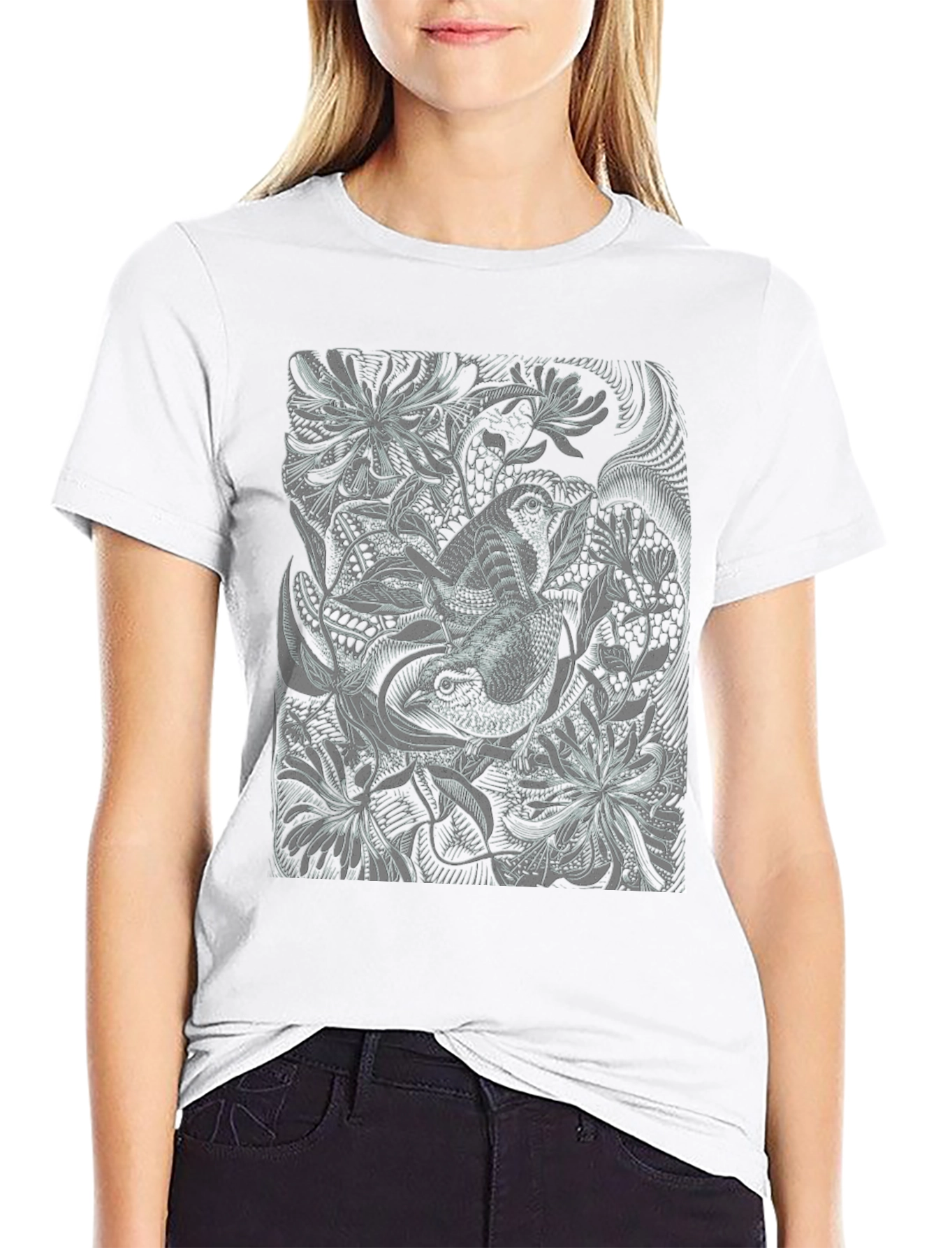 Botanical Print Black T-Shirt