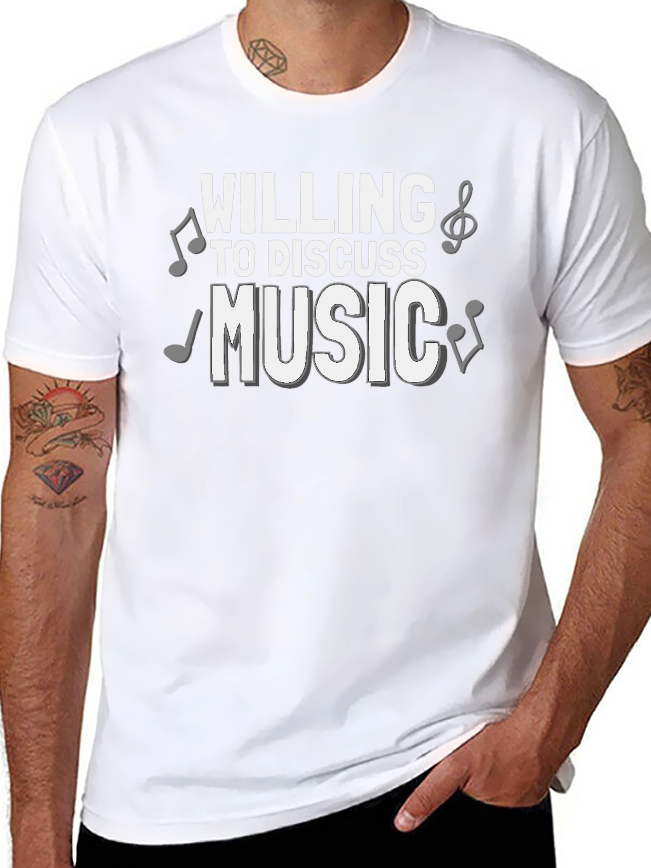 Willing to Discuss Music T-Shirt - Black Cotton Tee