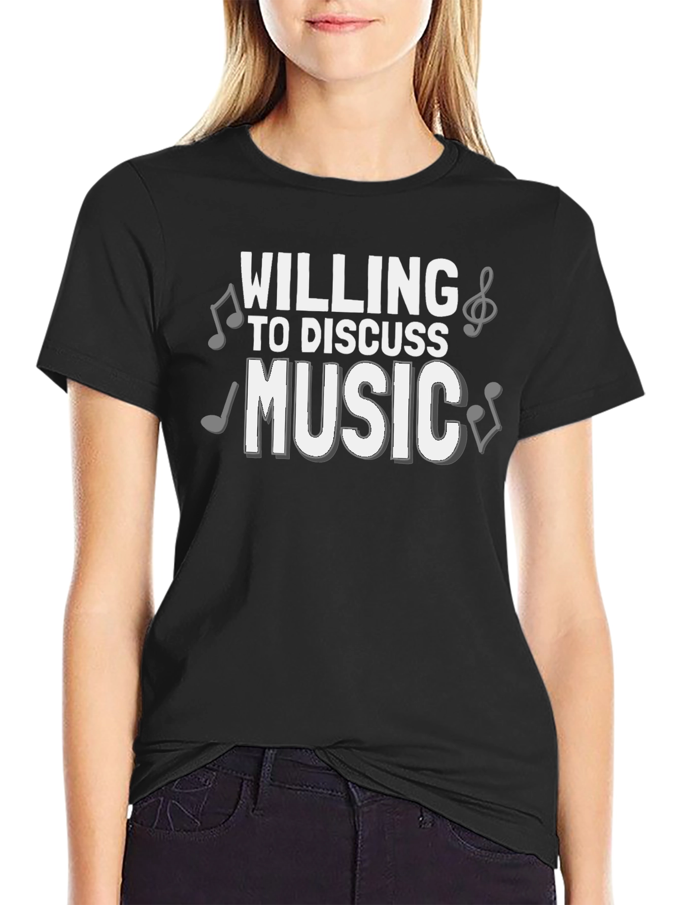 Willing to Discuss Music T-Shirt - Black Cotton Tee