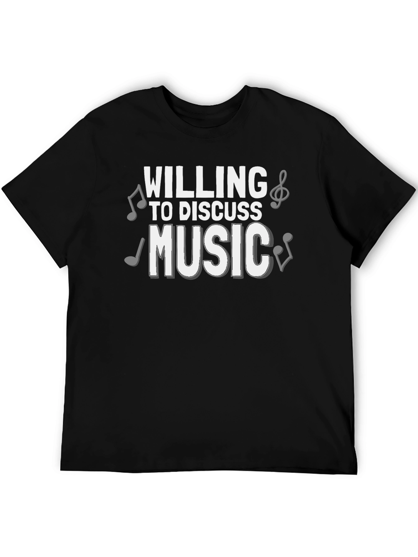 Willing to Discuss Music T-Shirt - Black Cotton Tee
