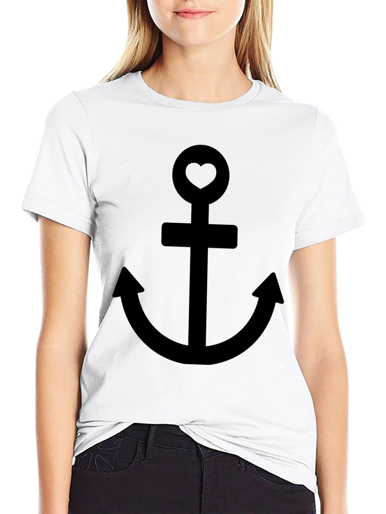 Anchor with Heart T-Shirt - Stylish Black Tee