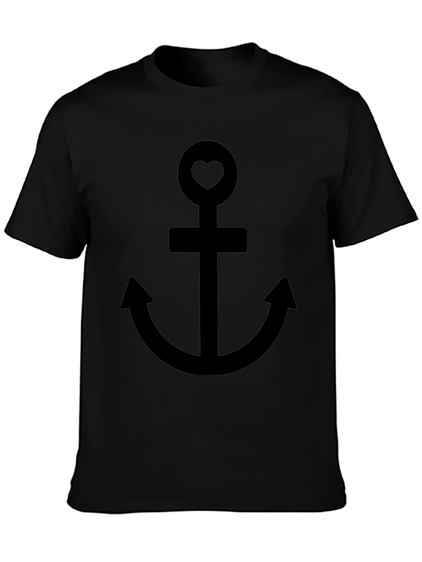 Anchor with Heart T-Shirt - Stylish Black Tee