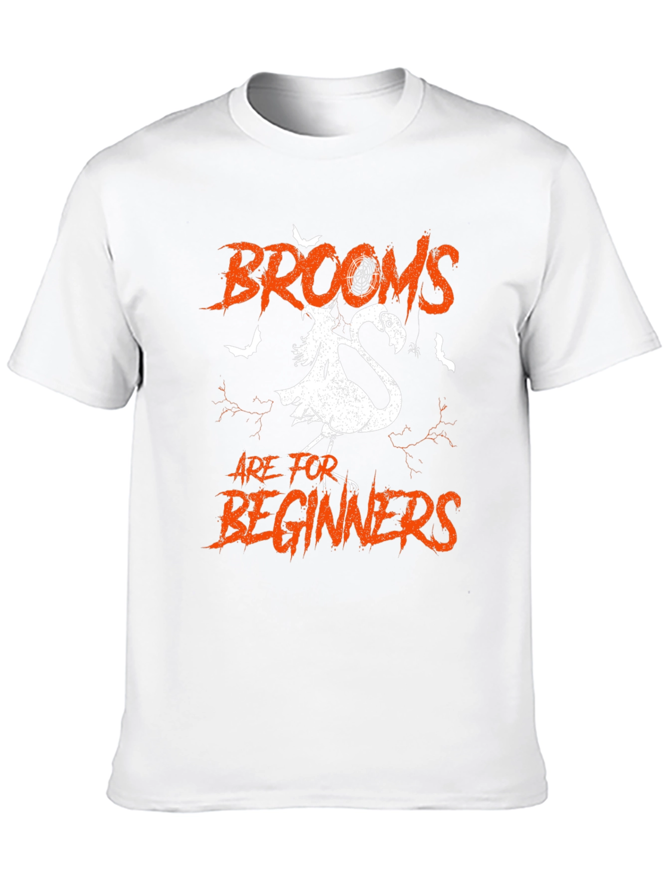 Brooms are for Beginners Halloween Flamingo T-Shirt
