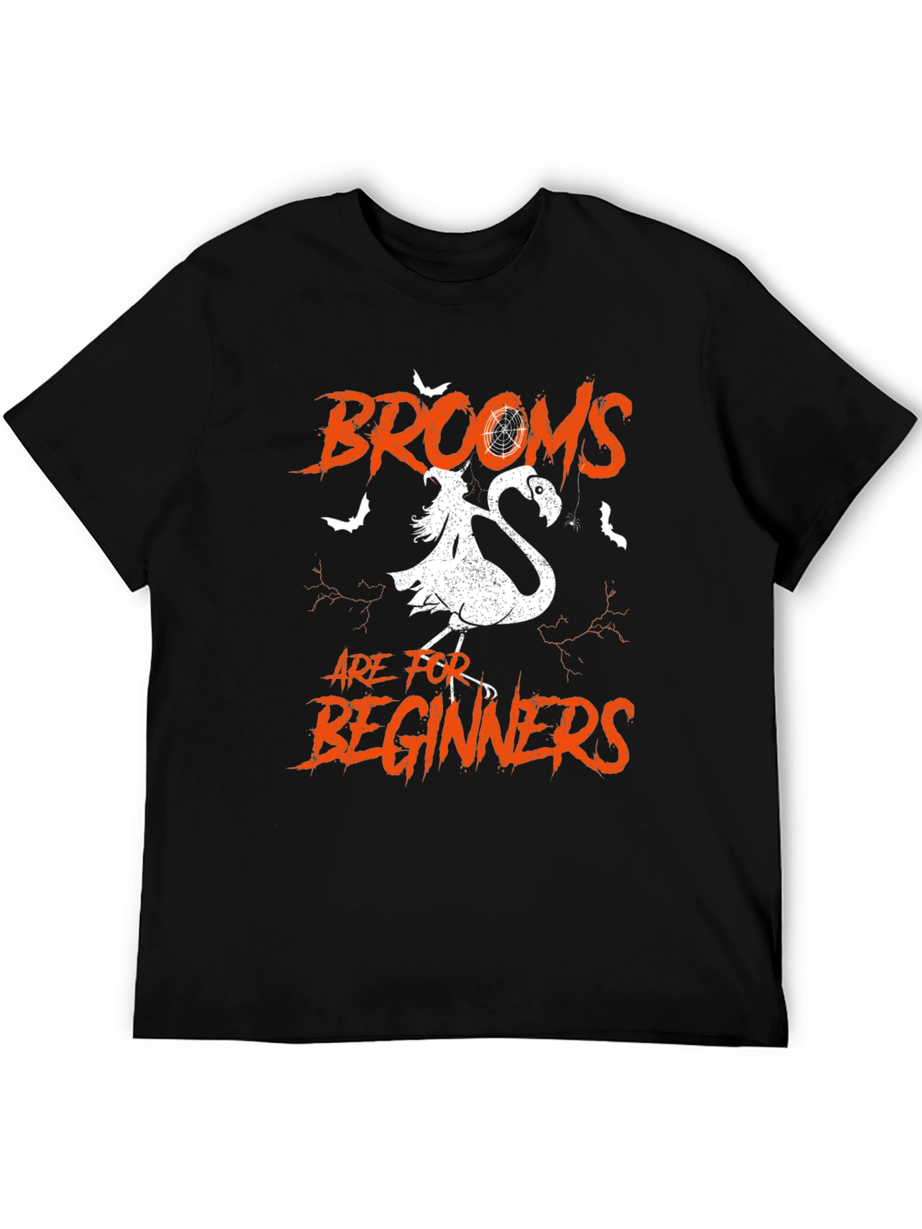 Brooms are for Beginners Halloween Flamingo T-Shirt