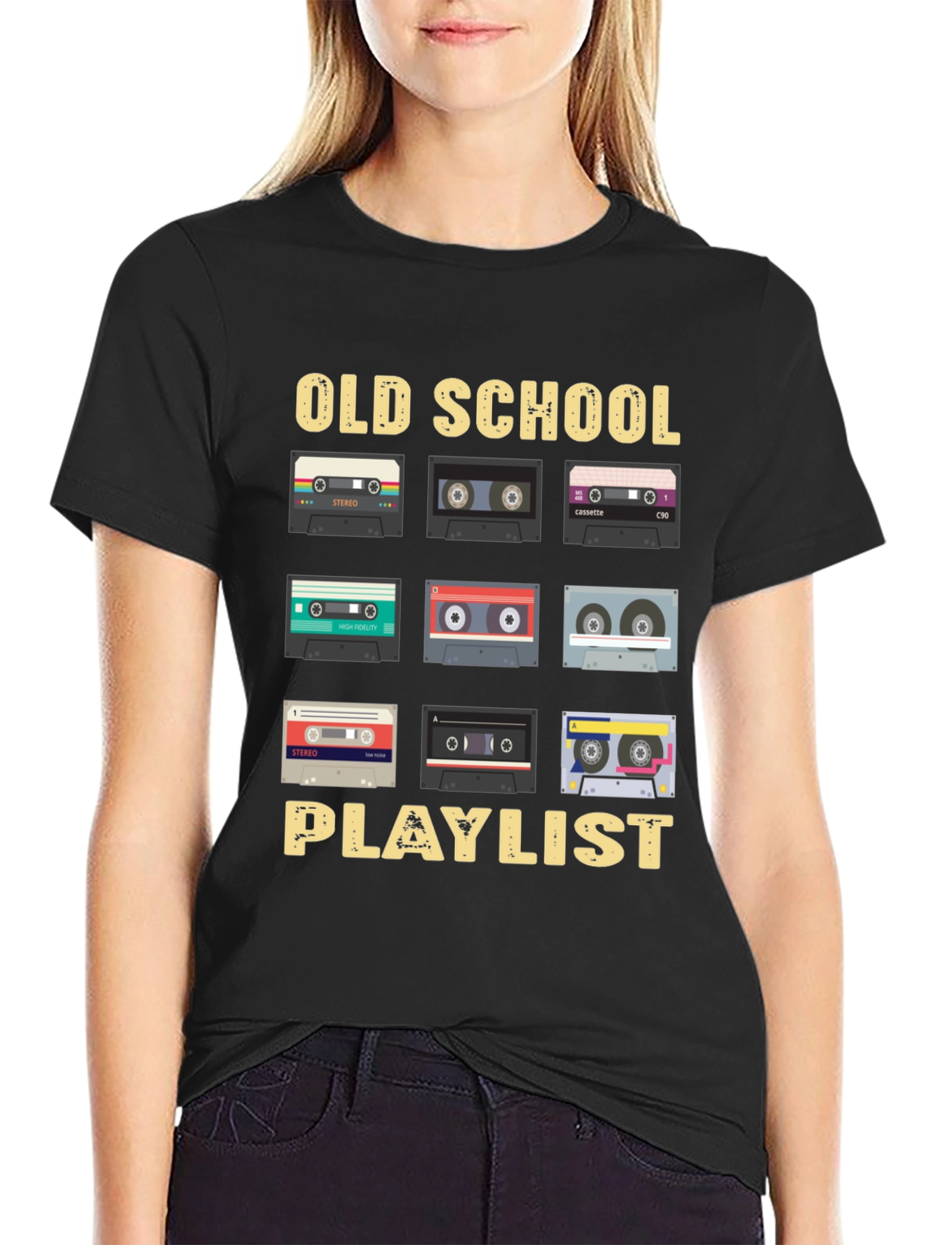 Retro Cassette Tape Old School Playlist T-Shirt