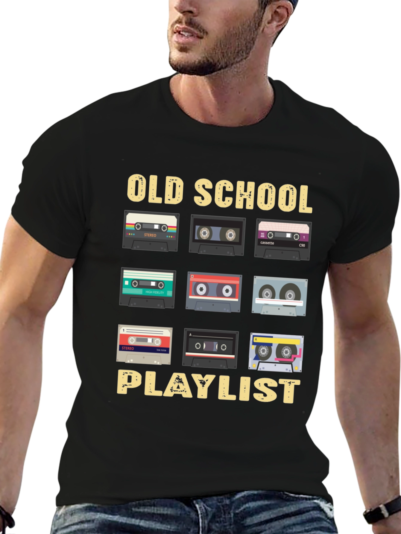 Retro Cassette Tape Old School Playlist T-Shirt